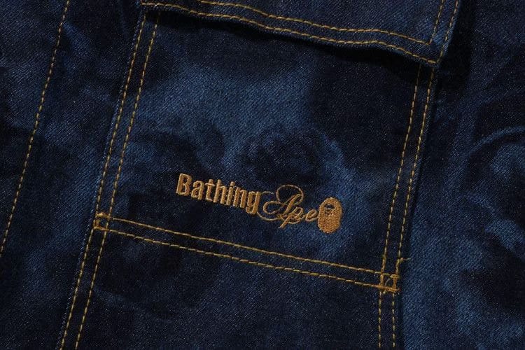BAPE Floral Camo Jacquard 13Oz Denim Work Jacket Navy