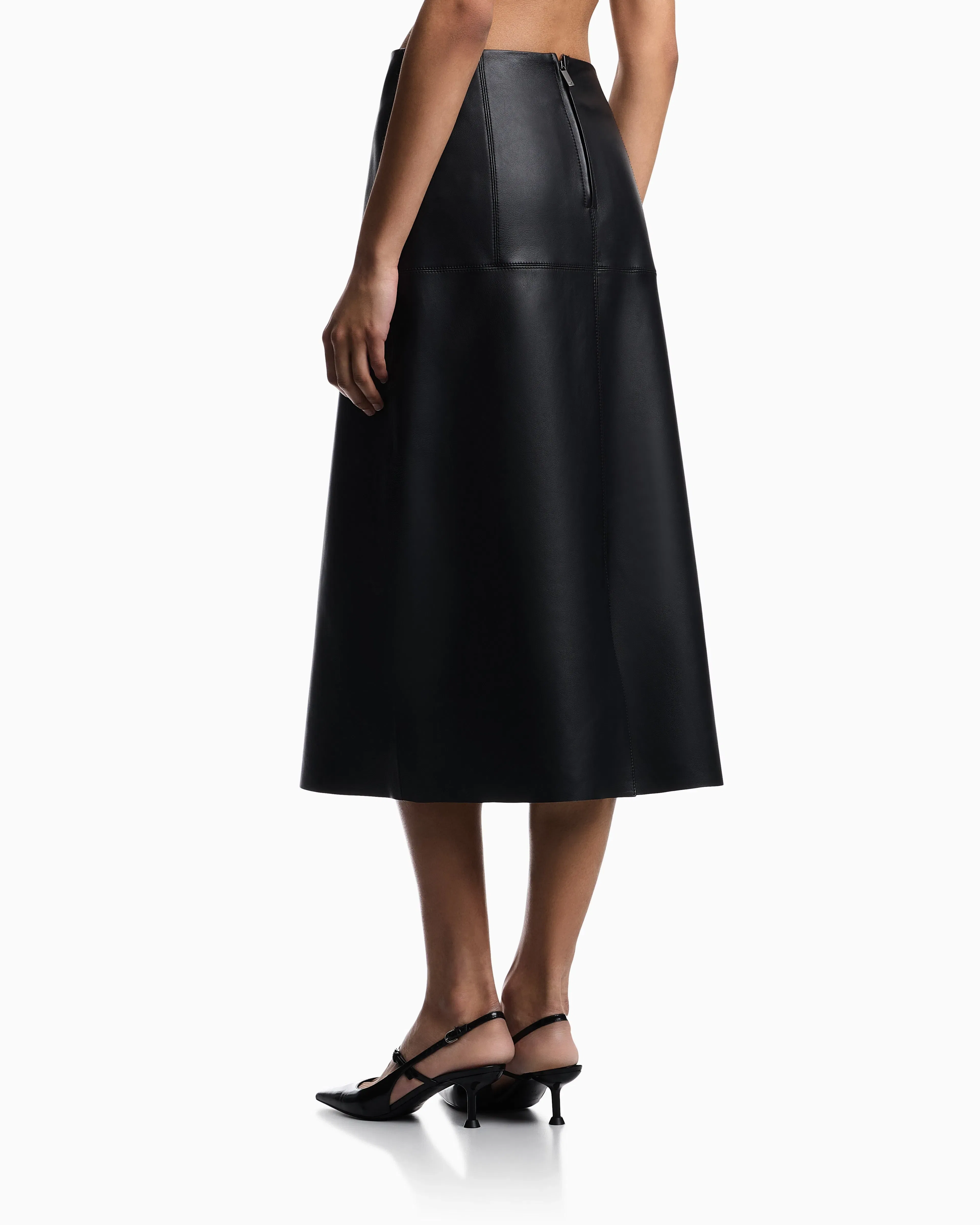 Emporio Armani vegetable-tanned nappa lambskin midi skirt