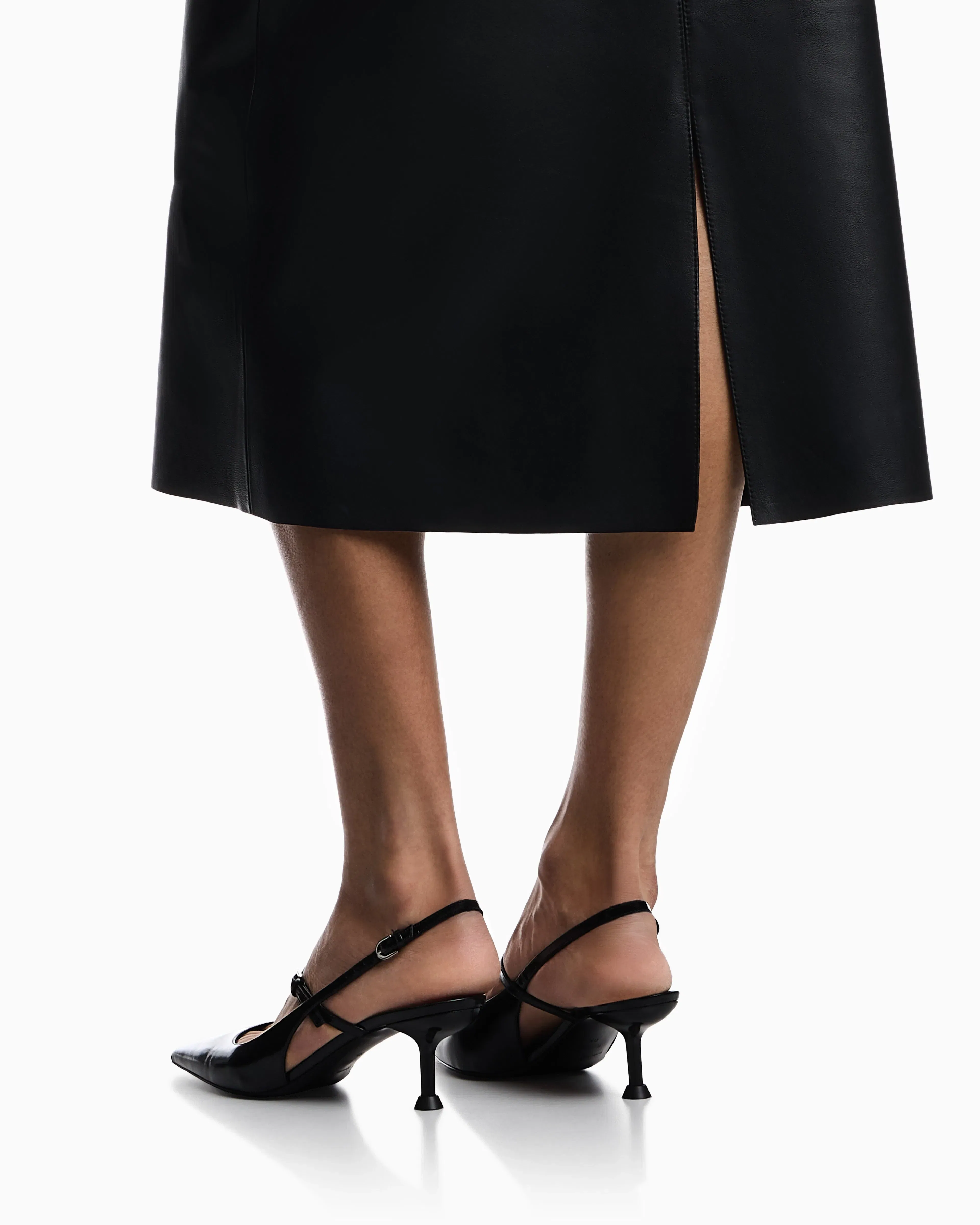Emporio Armani vegetable-tanned nappa lambskin midi skirt