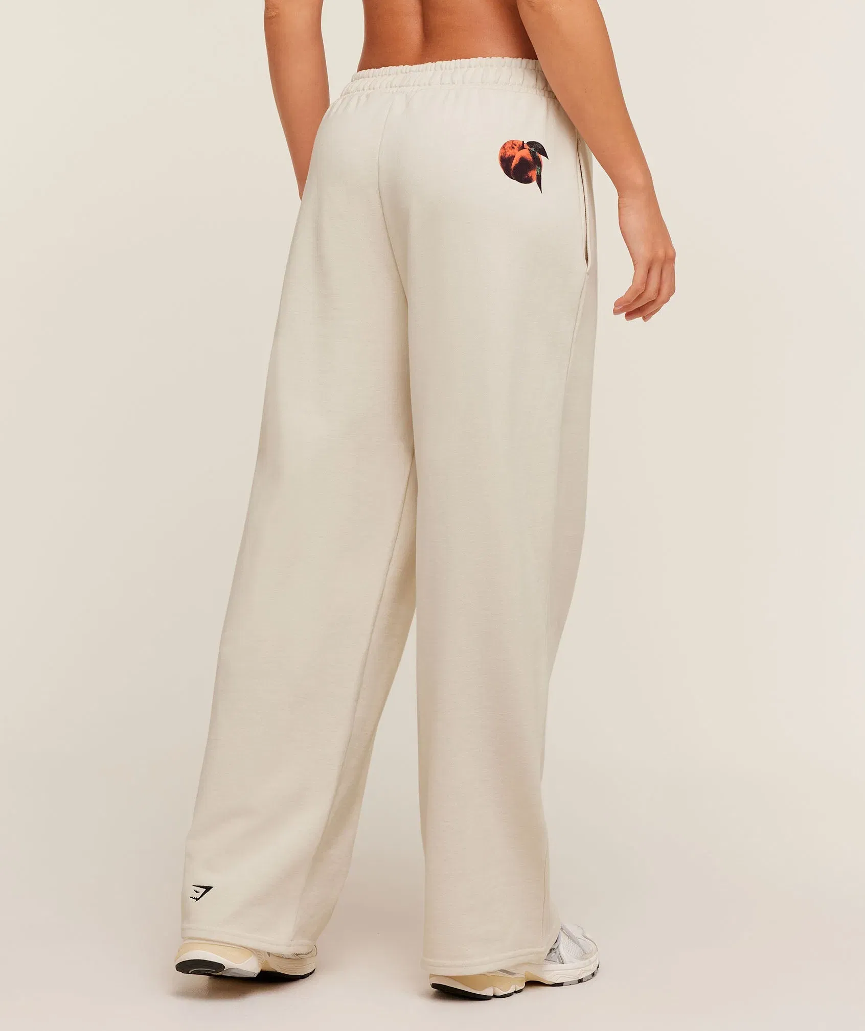 Women's Gymshark Juicy Peach Wide Leg Joggers Oat White