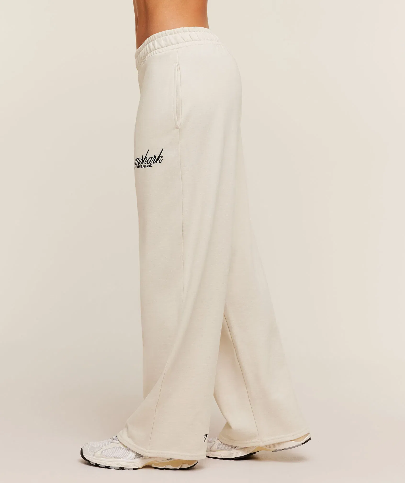 Women's Gymshark Juicy Peach Wide Leg Joggers Oat White