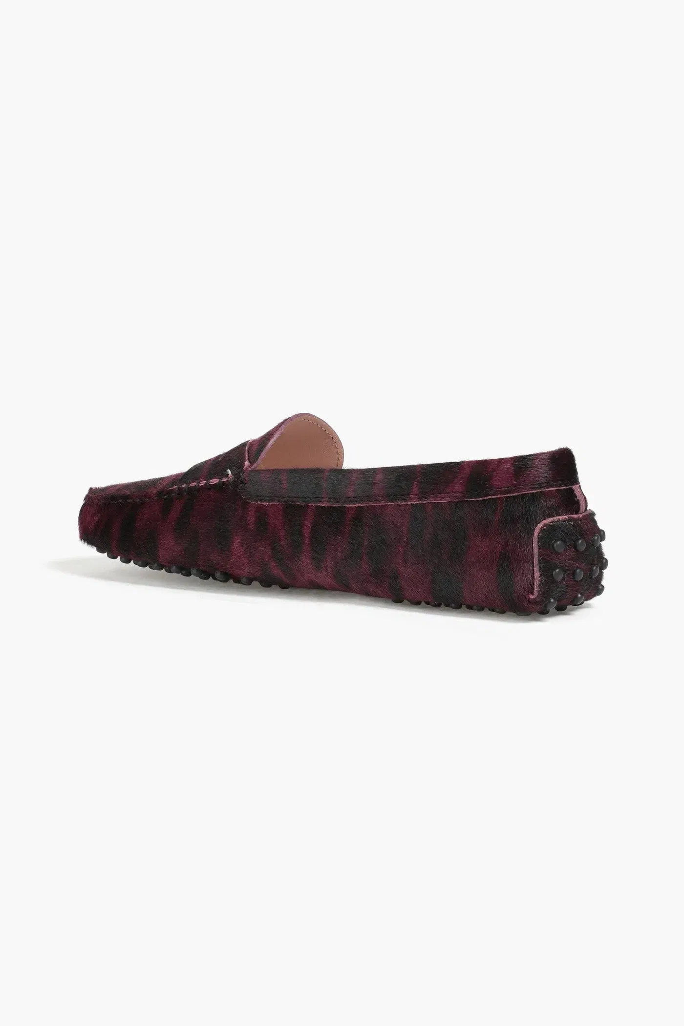 Tod's Gommino Leopard-Print Calf Hair Loafers Violet Women's