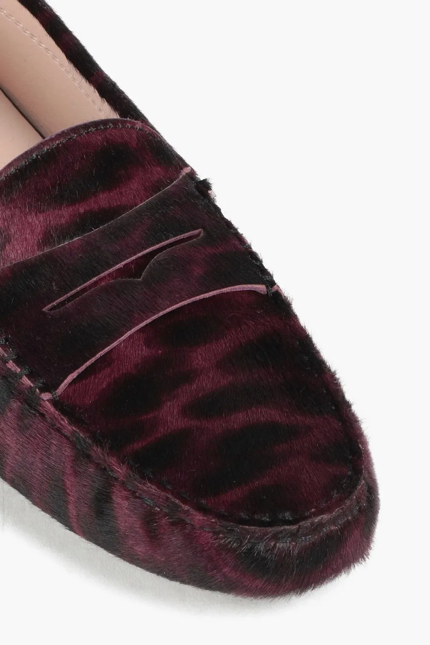 Tod's Gommino Leopard-Print Calf Hair Loafers Violet Women's
