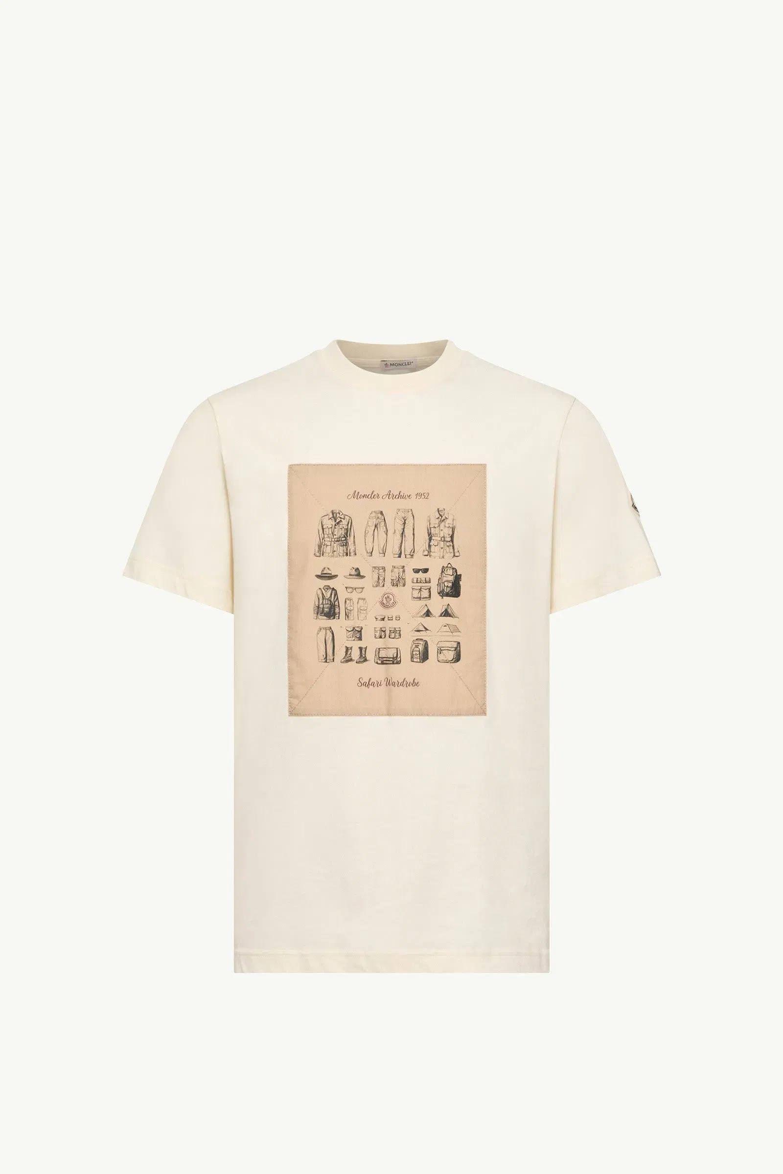 Moncler Safari Wardrobe Print Cotton T-Shirt White White