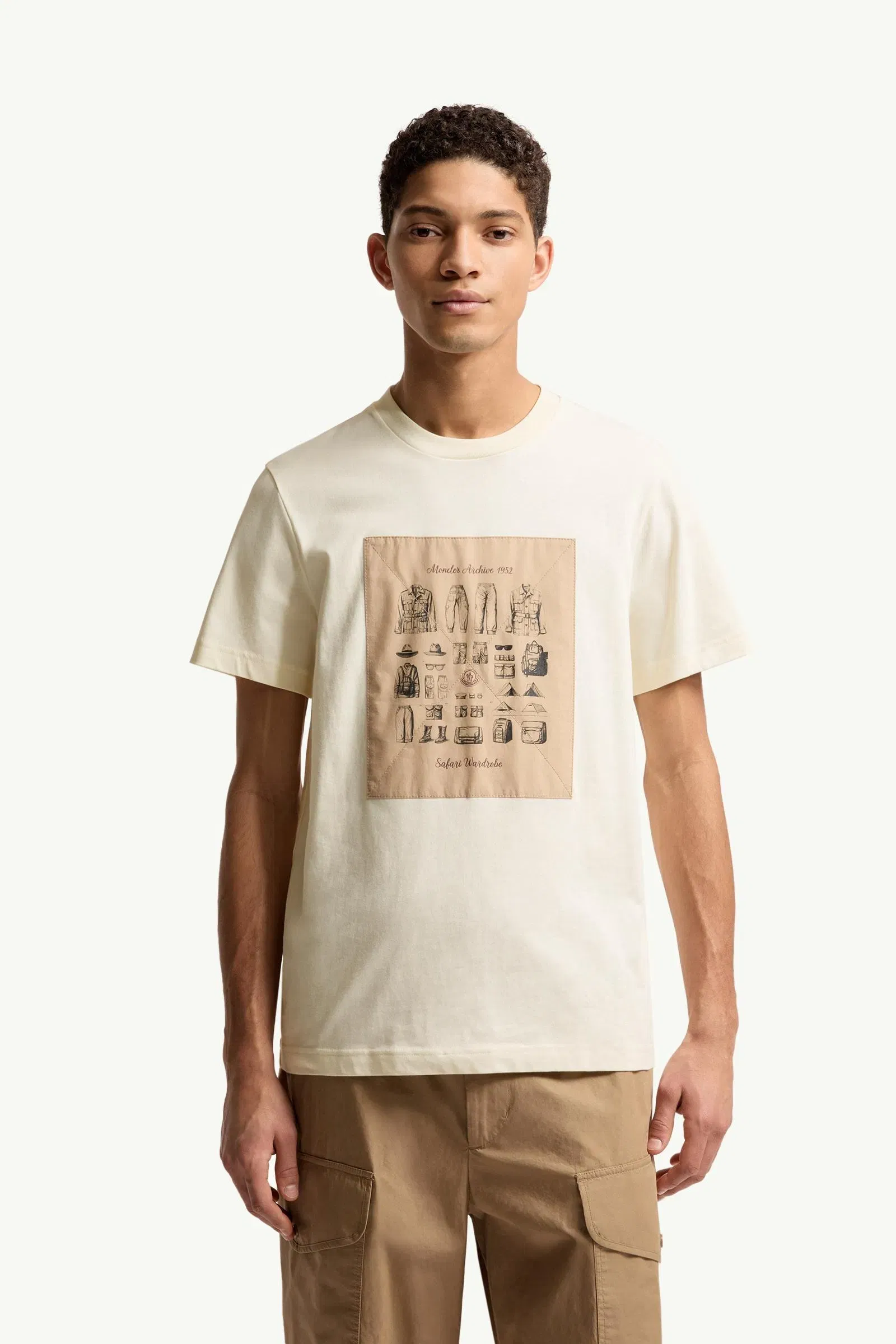 Moncler Safari Wardrobe Print Cotton T-Shirt White White
