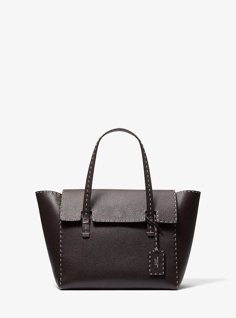 Michael Kors Sophia Hand-Stitched Pebbled Leather Satchel Chocolate