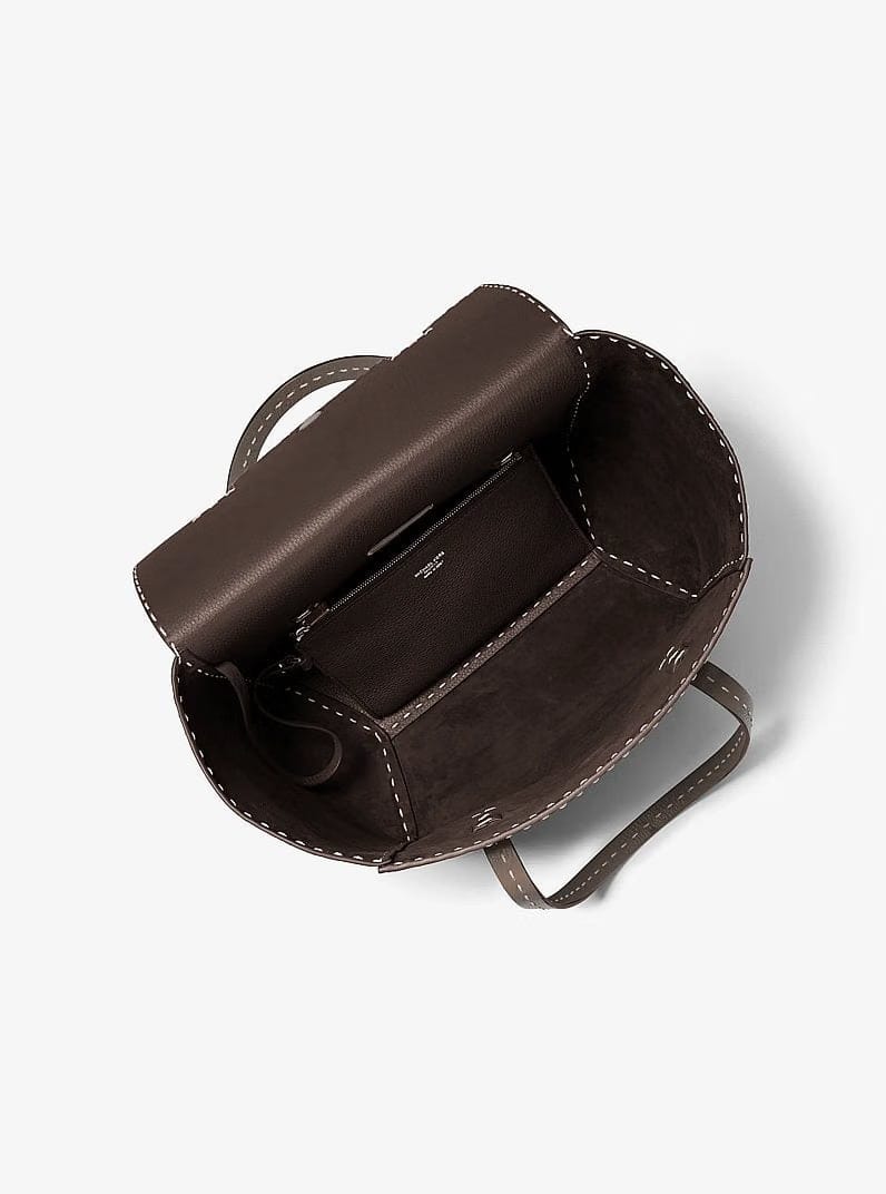 Michael Kors Sophia Hand-Stitched Pebbled Leather Satchel Chocolate