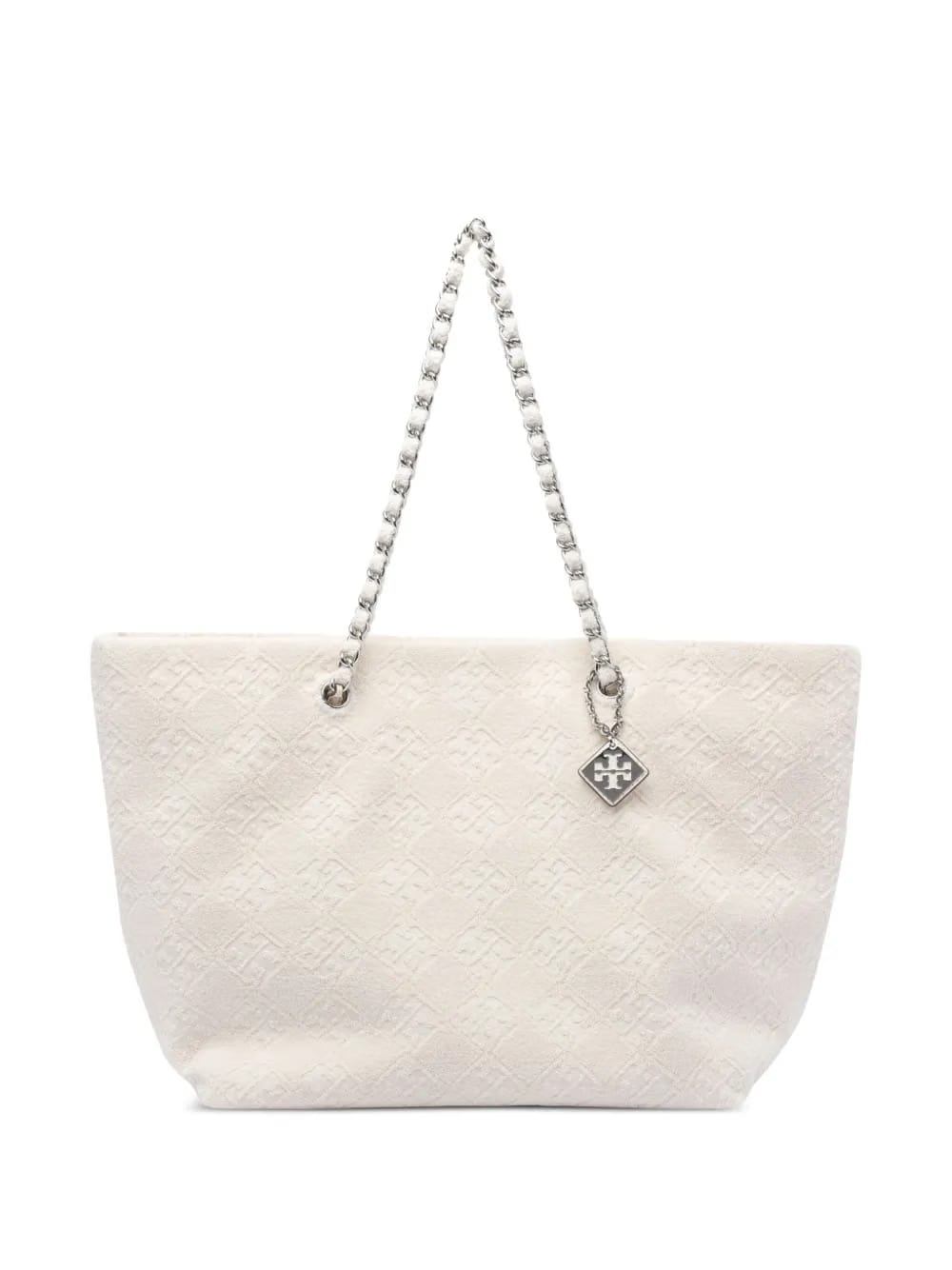 Ella chain-trimmed textured tote bag