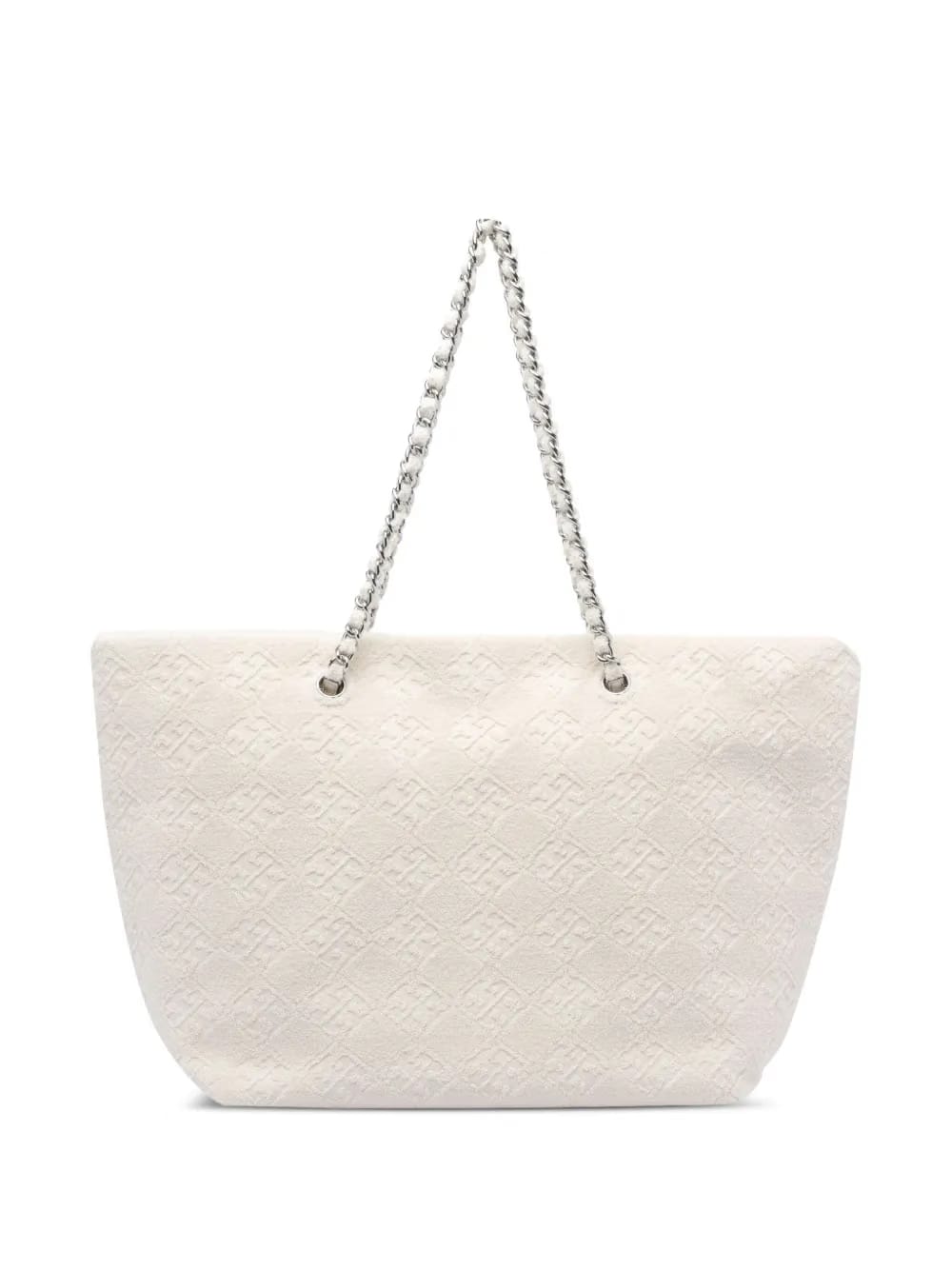 Ella chain-trimmed textured tote bag