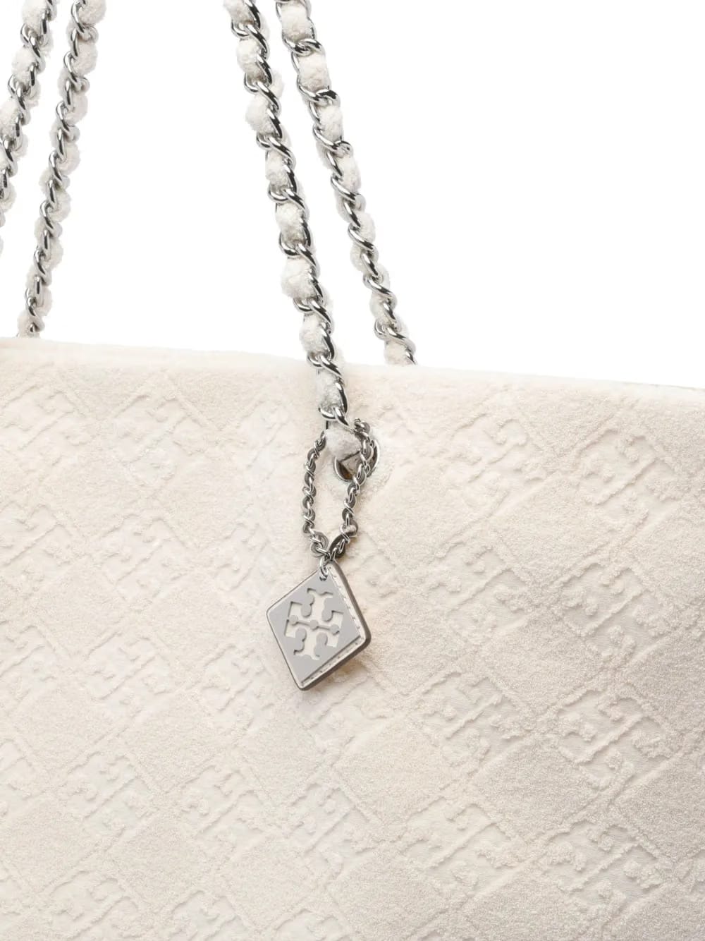 Ella chain-trimmed textured tote bag