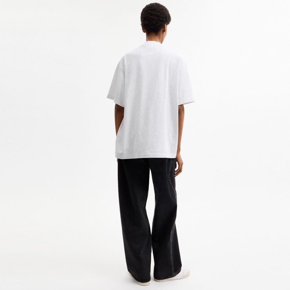 Coach Pretzel Relaxed T-Shirt In Organic Cotton Heather Grey