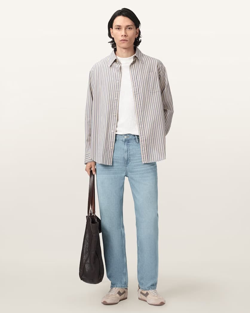 AllSaints Reid Straight Fit Denim Jeans Ice Indigo