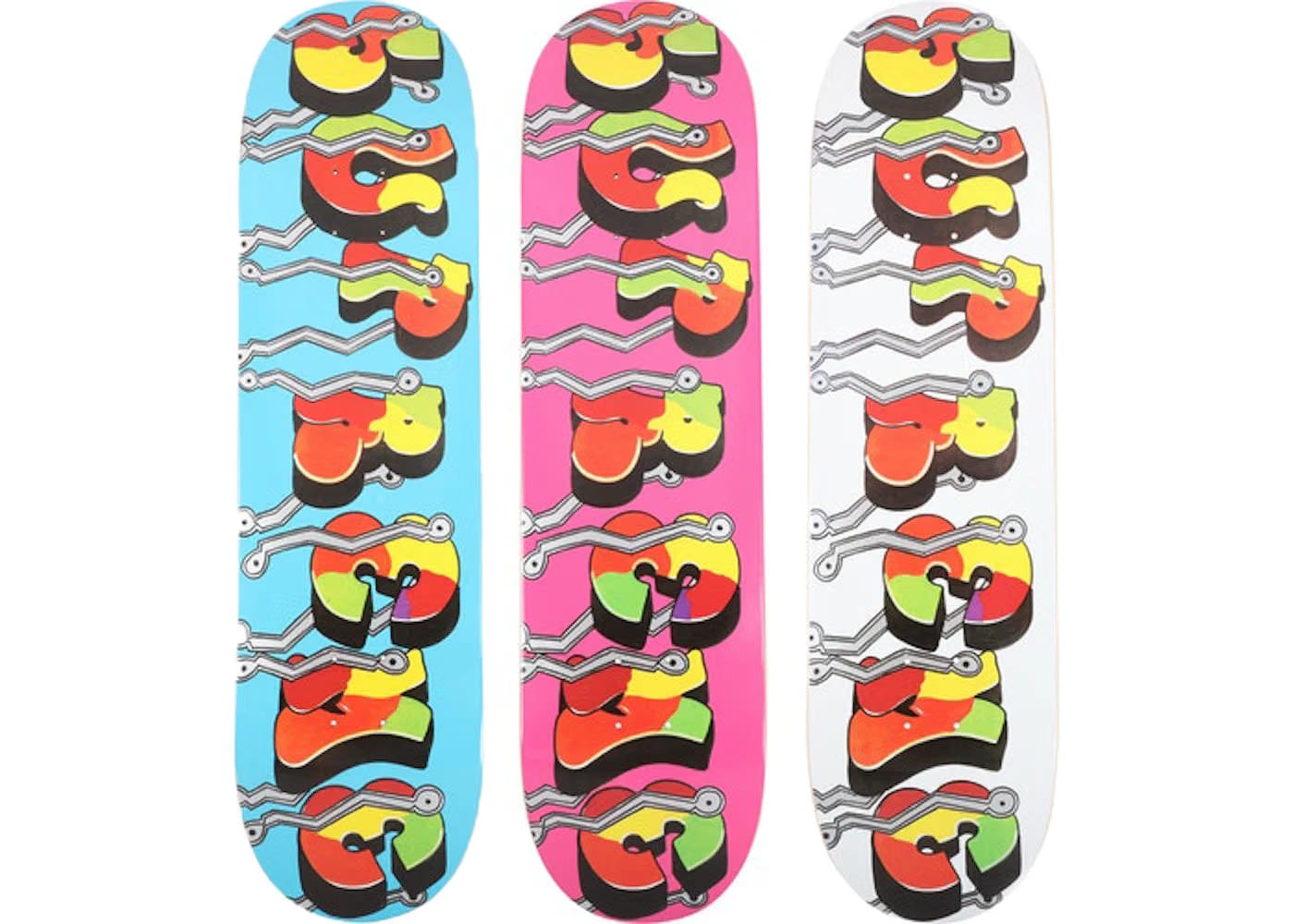 Supreme Blade Whole Car Skateboard Deck Blue/Pink/White Set