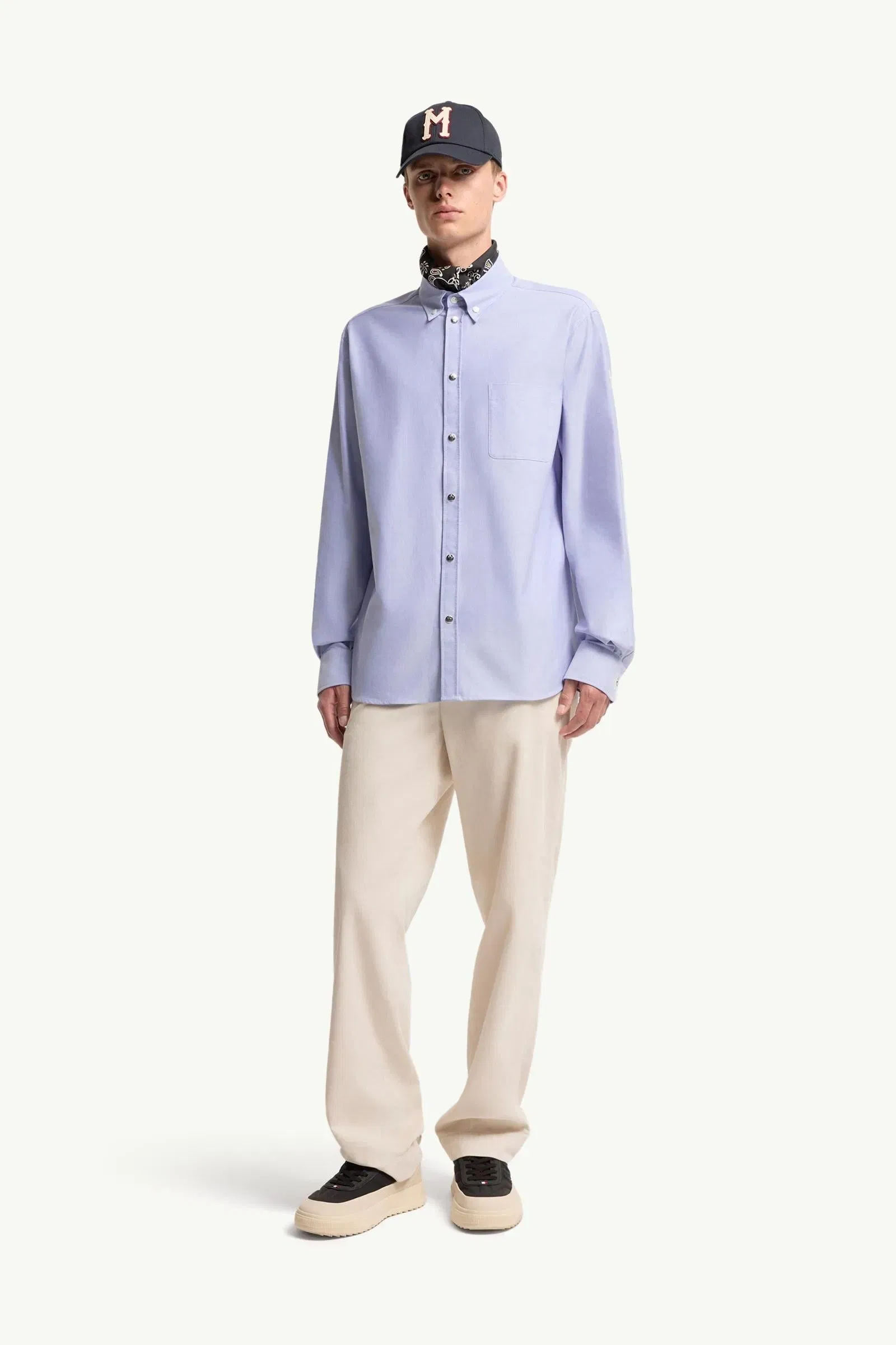 Moncler Cotton Shirt Light Blue Light Blue