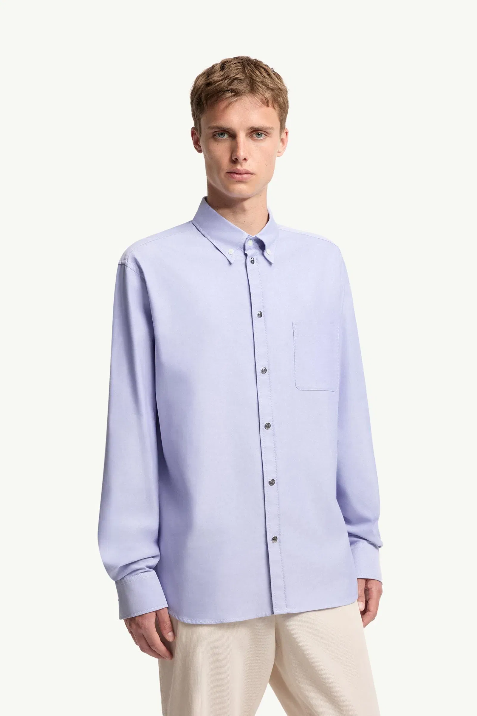 Moncler Cotton Shirt Light Blue Light Blue