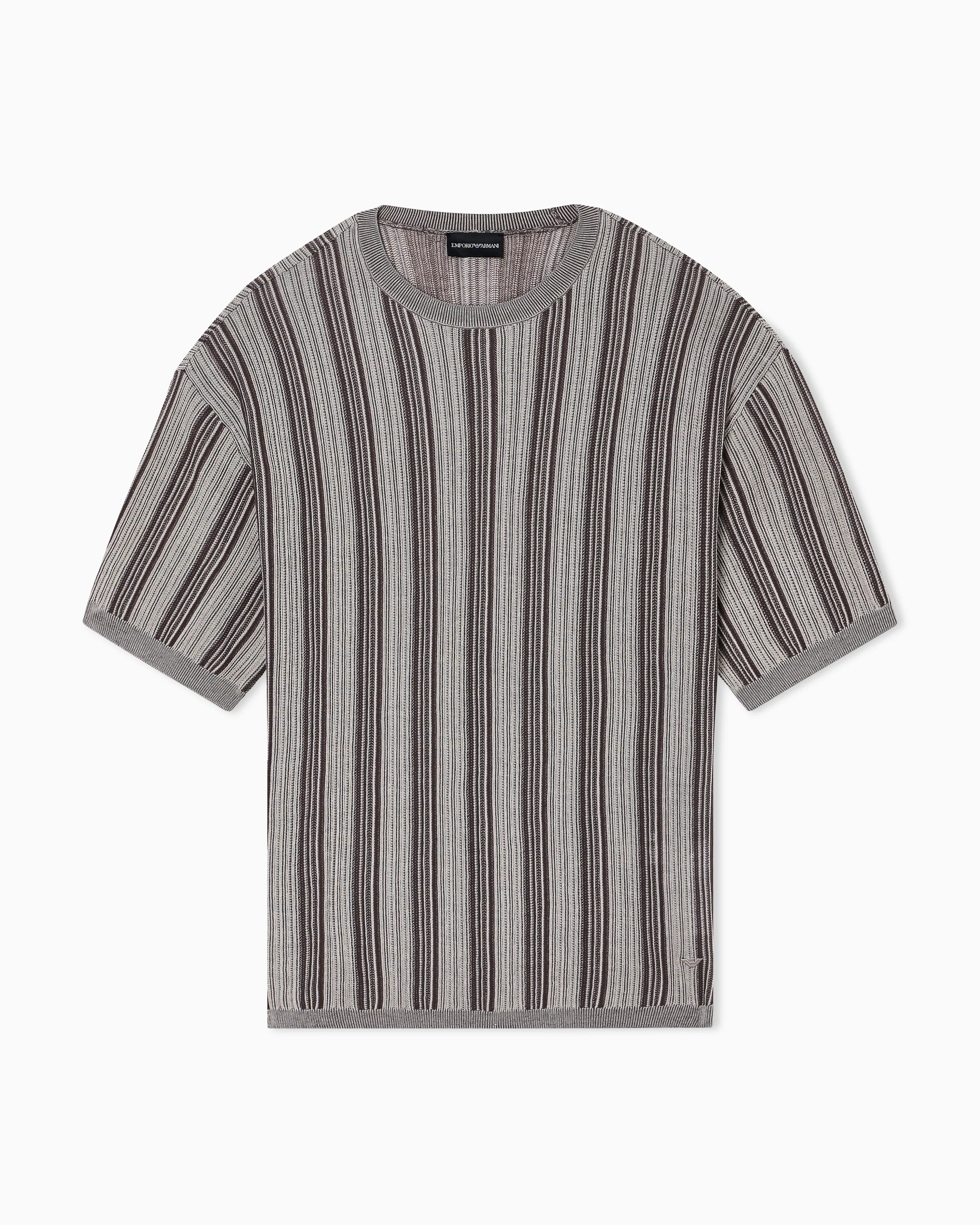 Emporio Armani Ribbed Lyocell-blend jumper with jacquard pattern