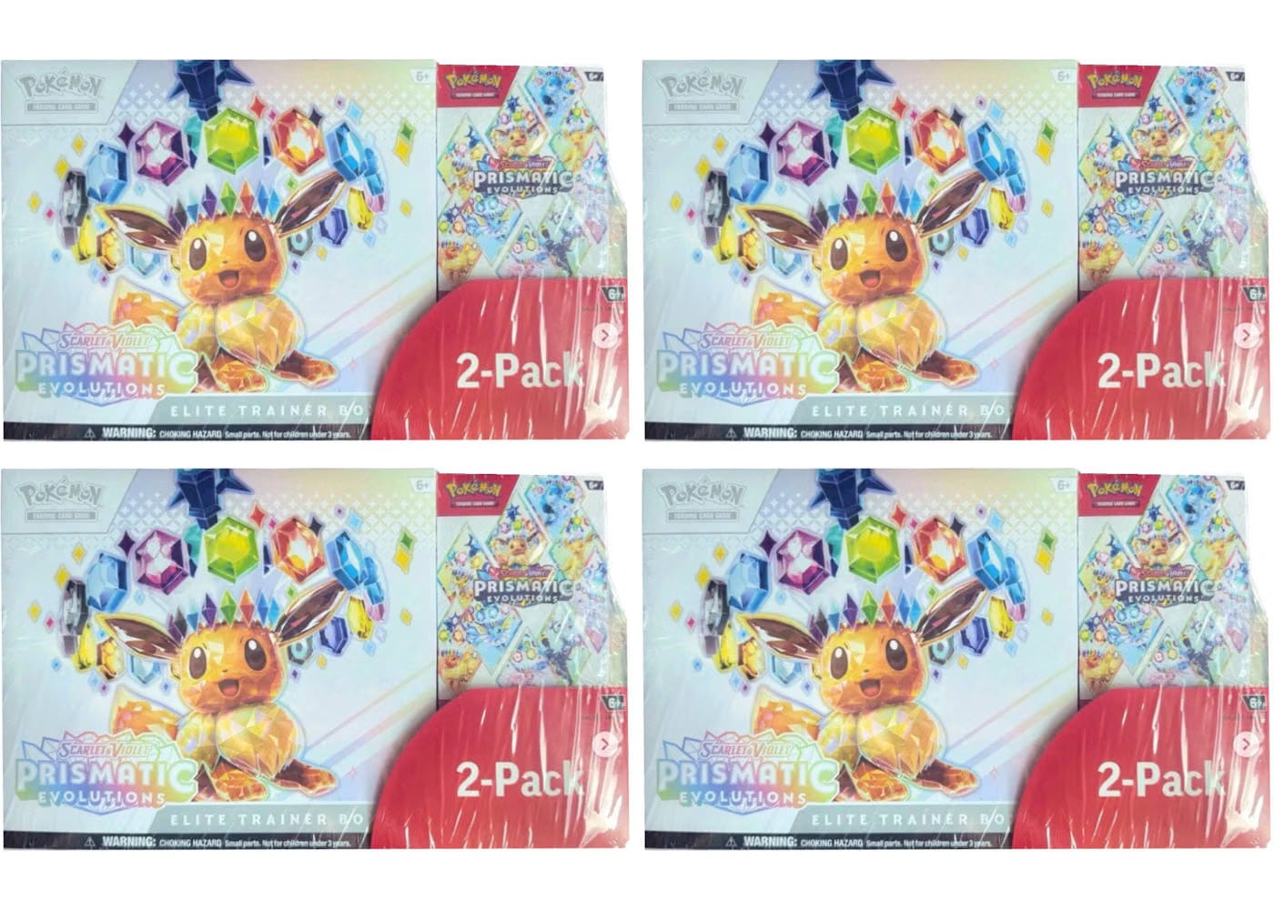 2025 Pokemon Scarlet & Violet Pristmatic Evolutions Elite Trainer Box + Booster Costco Bundle 4X Lot