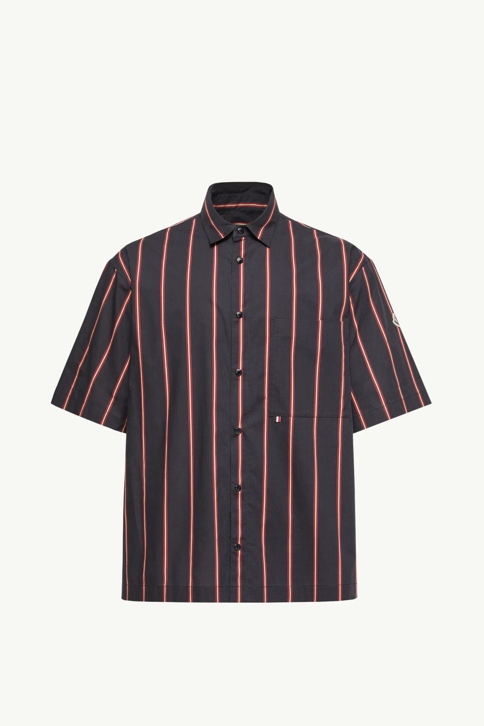 Moncler Striped Cotton Short Sleeve Shirt Blue & Red Blue & Red