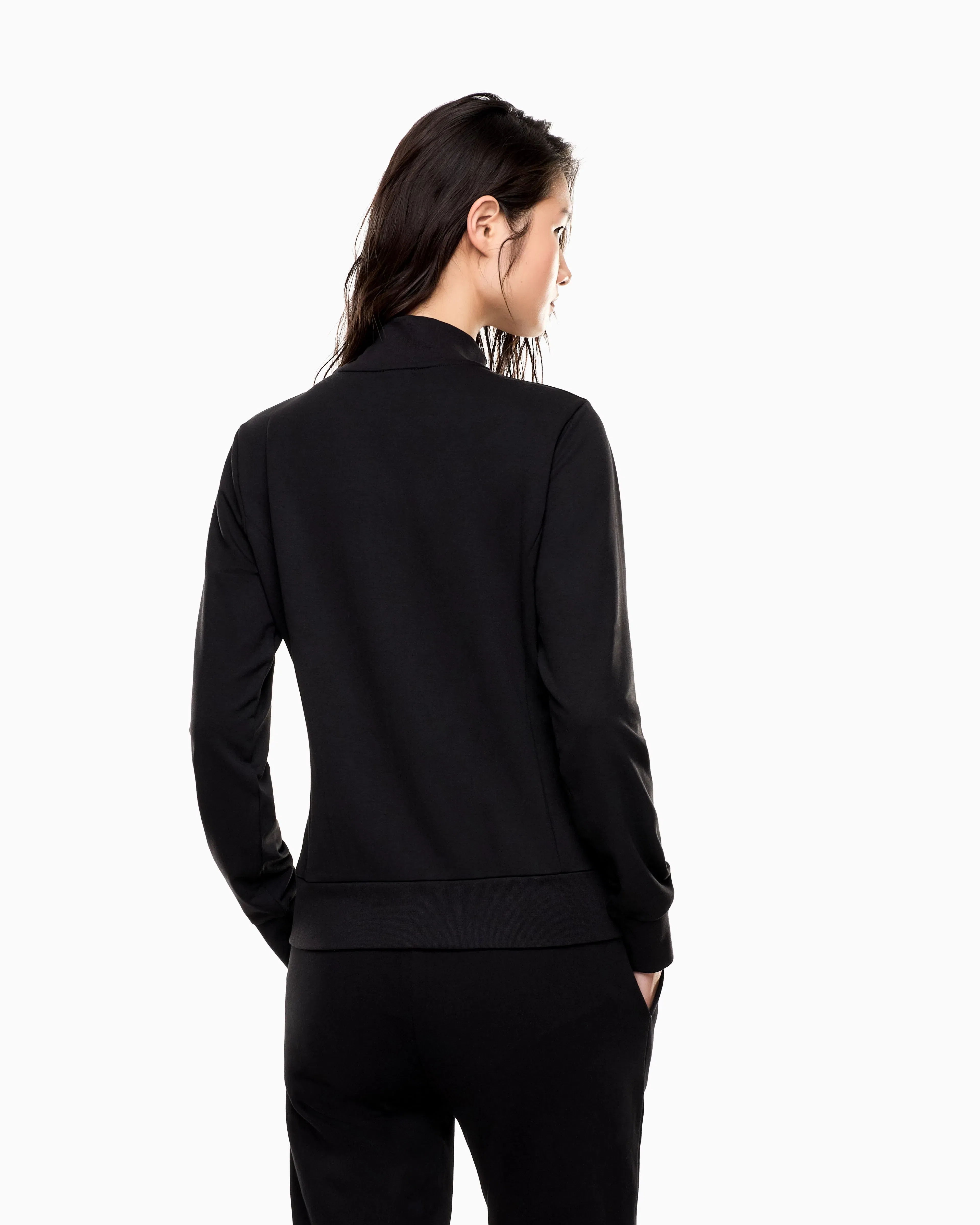 EA7 Stretch zip up sweatshirt with studded logo Evolution