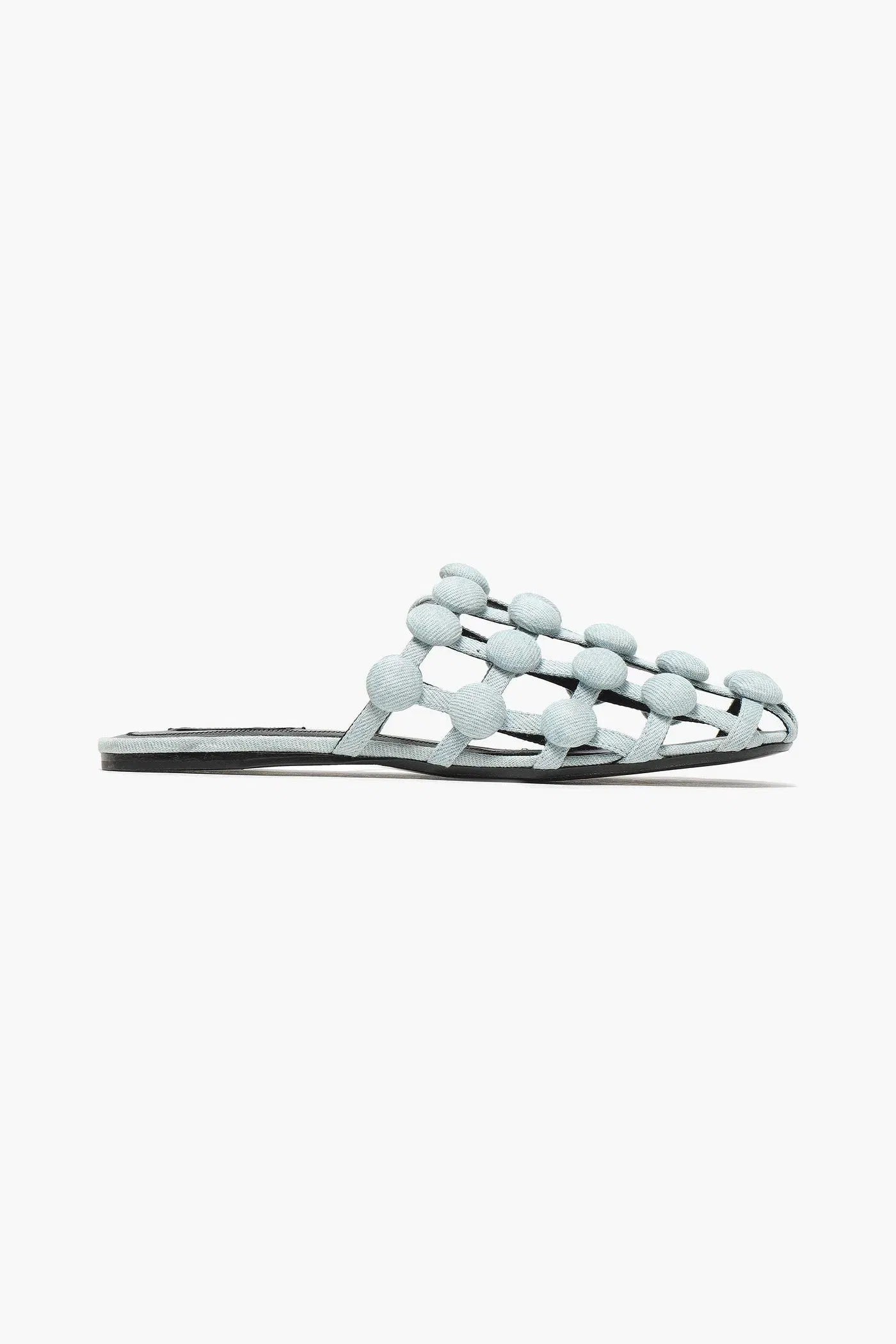 Alexander Wang Amelia Studded Denim Slippers Light Denim Women's