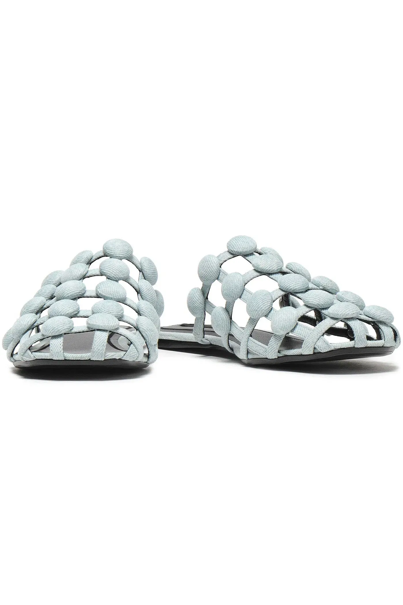 Alexander Wang Amelia Studded Denim Slippers Light Denim Women's