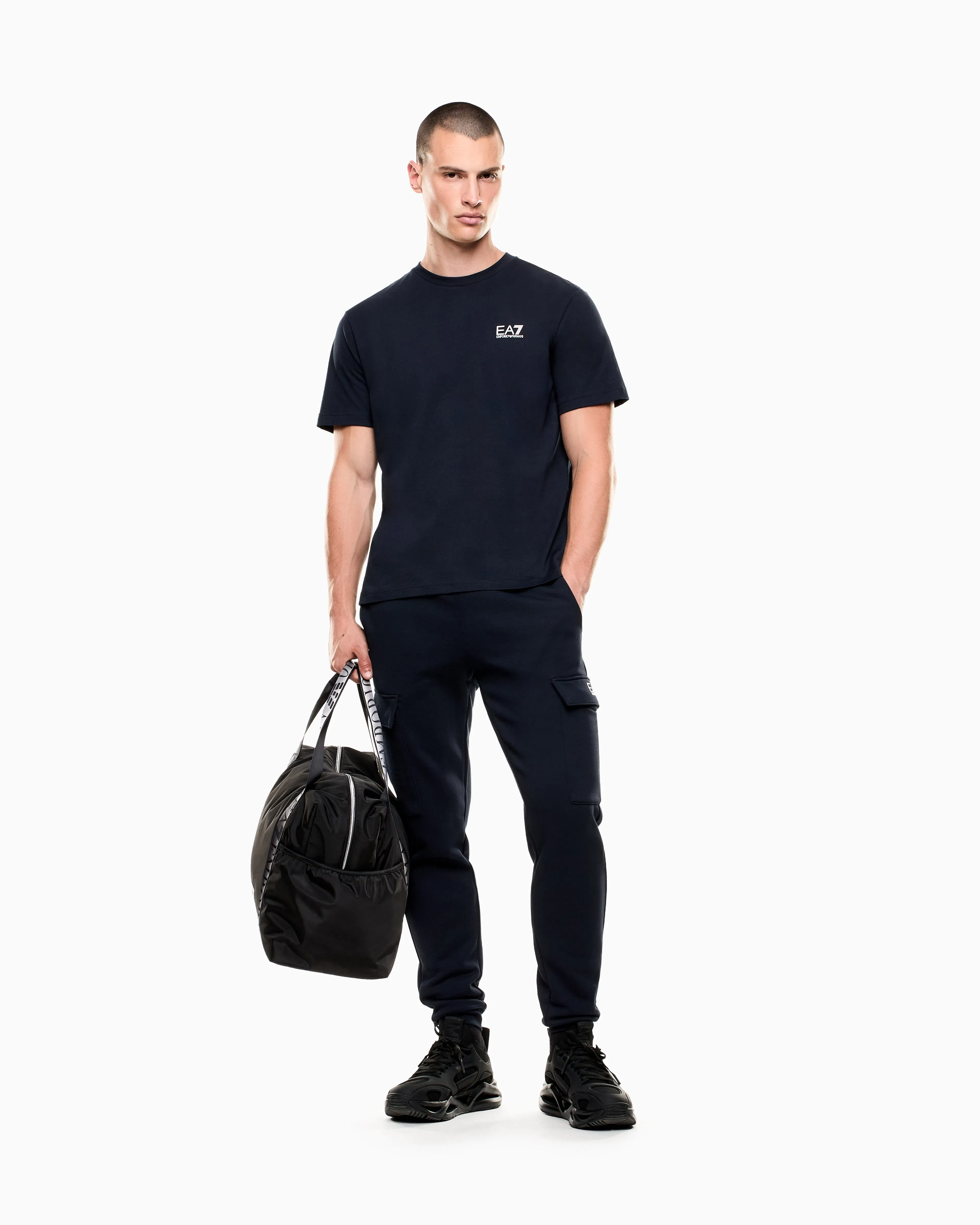EA7 Logo t-shirt in cotton jersey with back print Logo Series