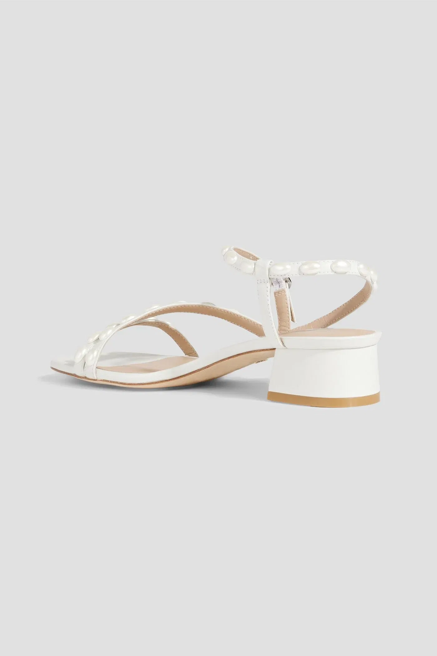 Stuart Weitzman Pearlita 35 Faux Pearl-Embellished Leather Sandals White Women's