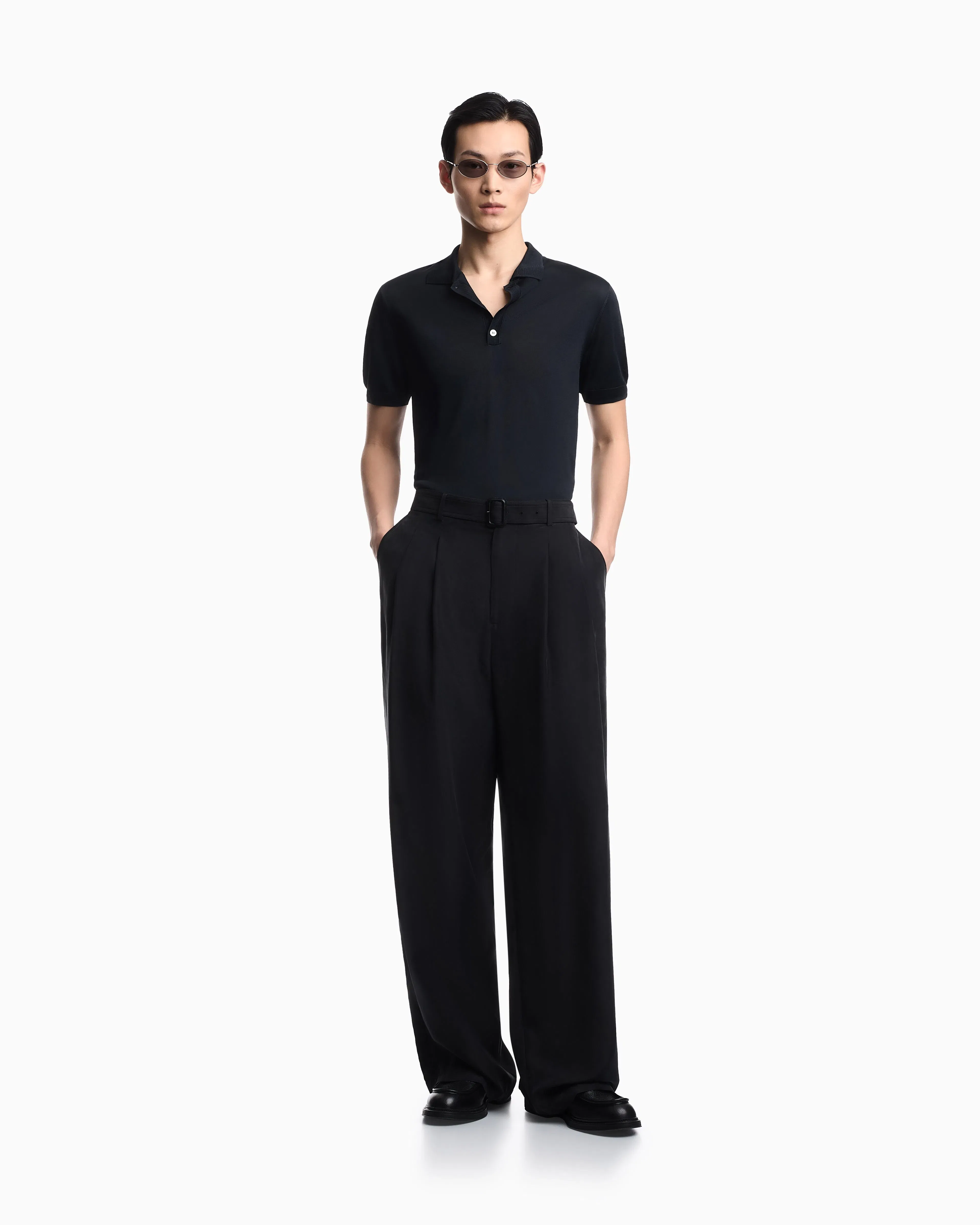 Emporio Armani Plain-knit polo shirt