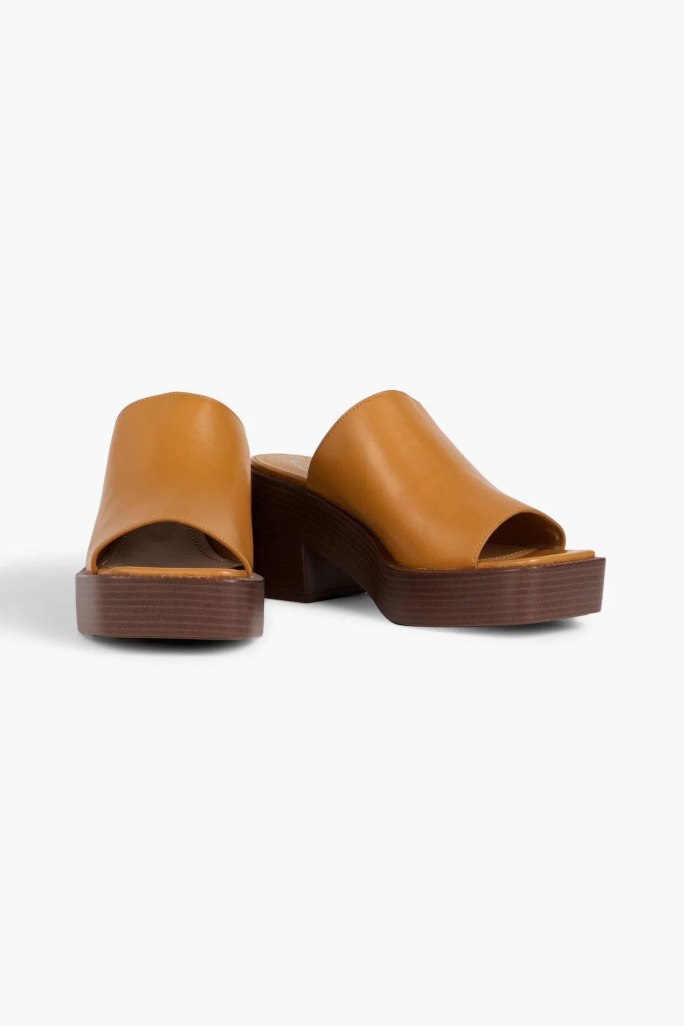 Tod's Leather Platform Mules Camel Women's