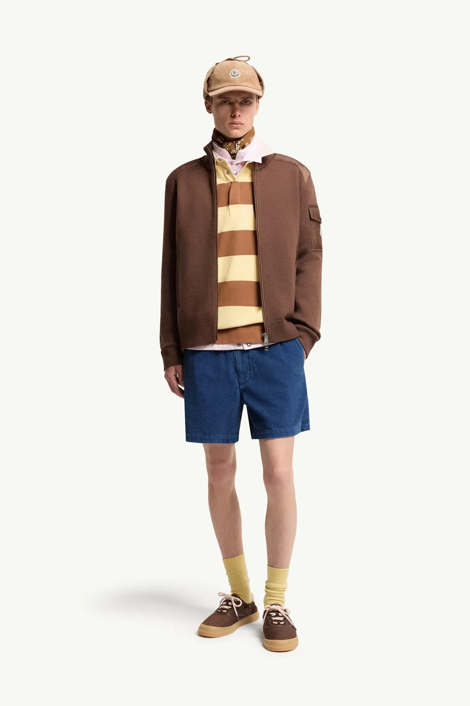 Moncler Padded Wool Zip-Up Cardigan Brown Brown