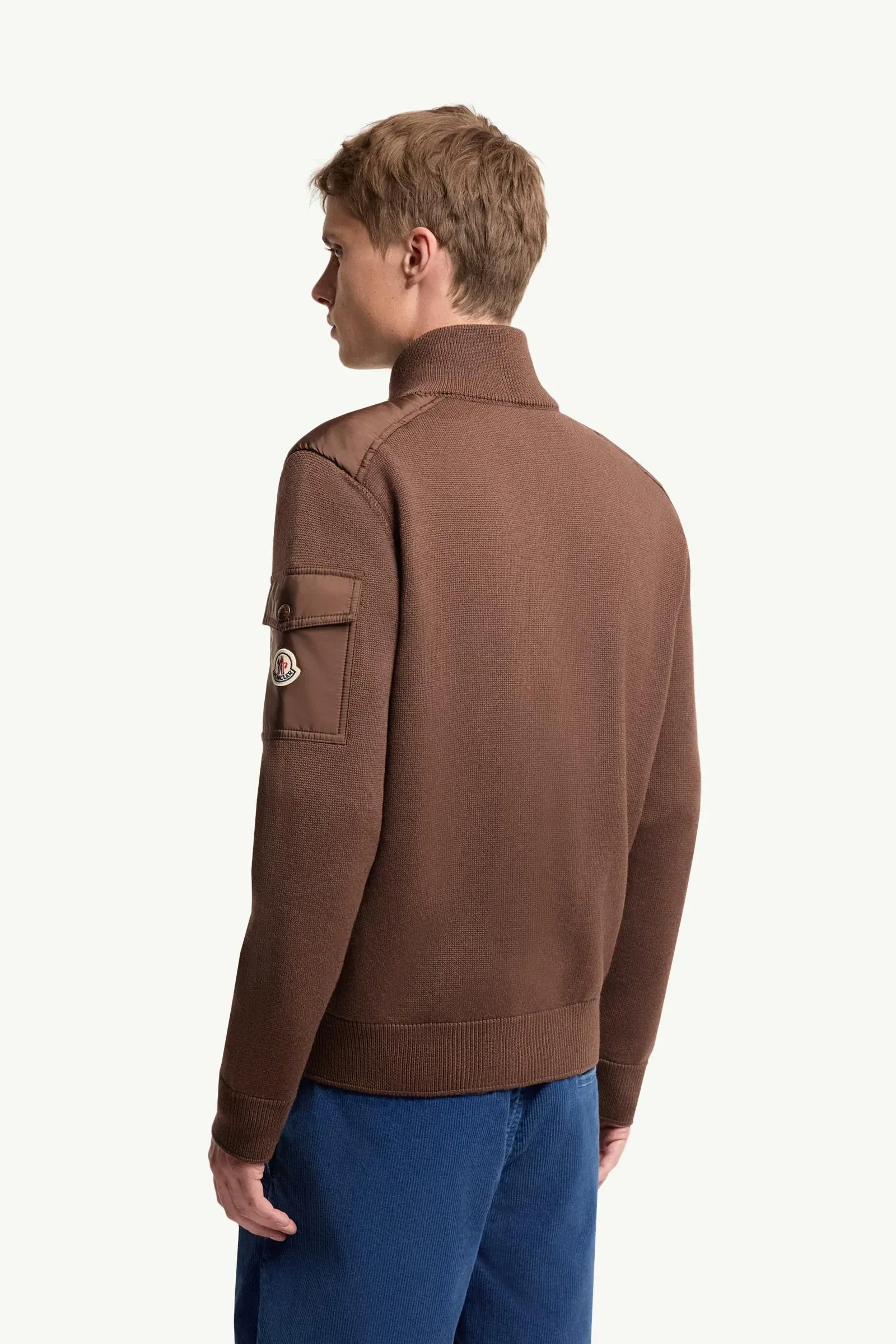 Moncler Padded Wool Zip-Up Cardigan Brown Brown