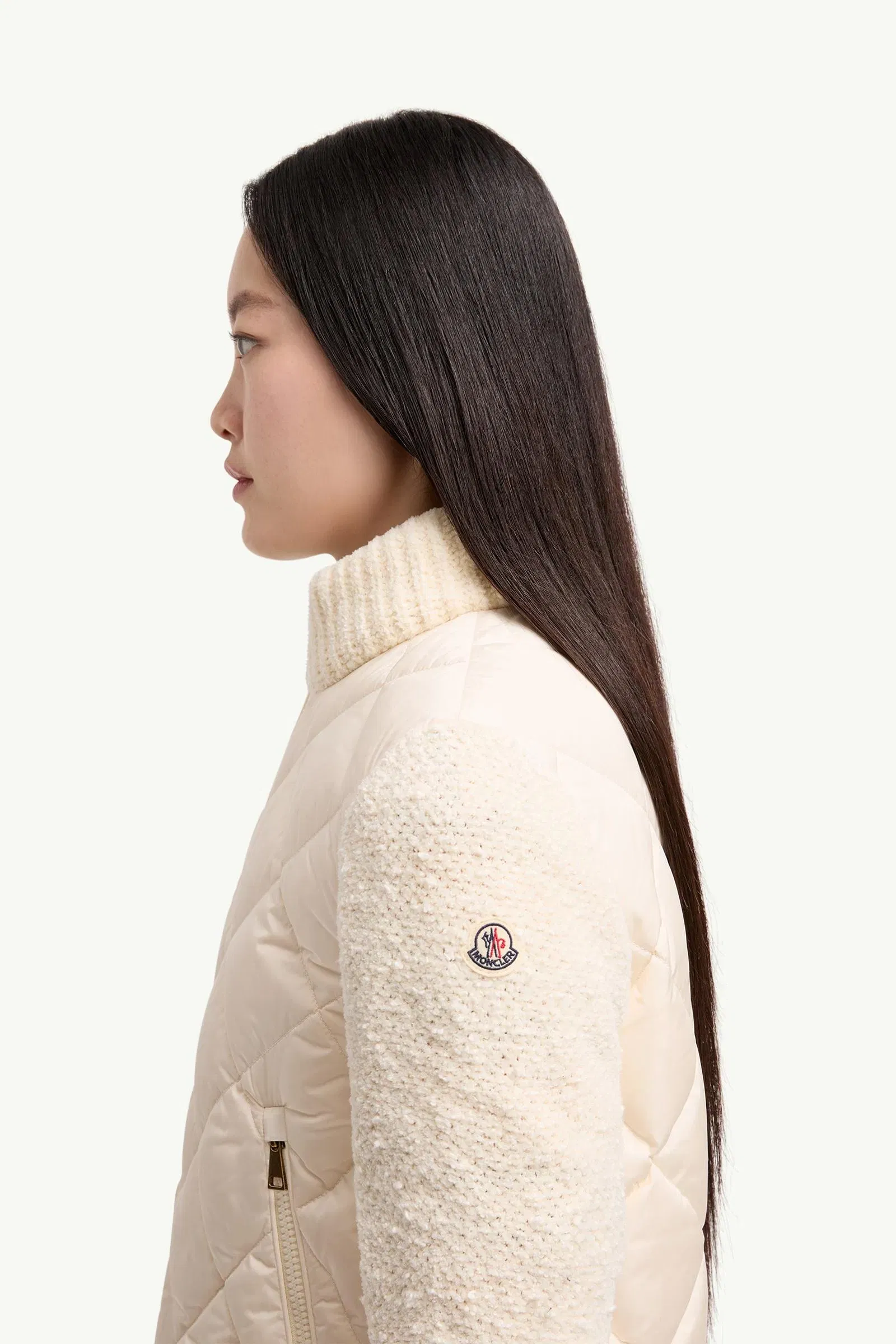 Moncler Cotton Blend Padded Zip-Up Cardigan White White