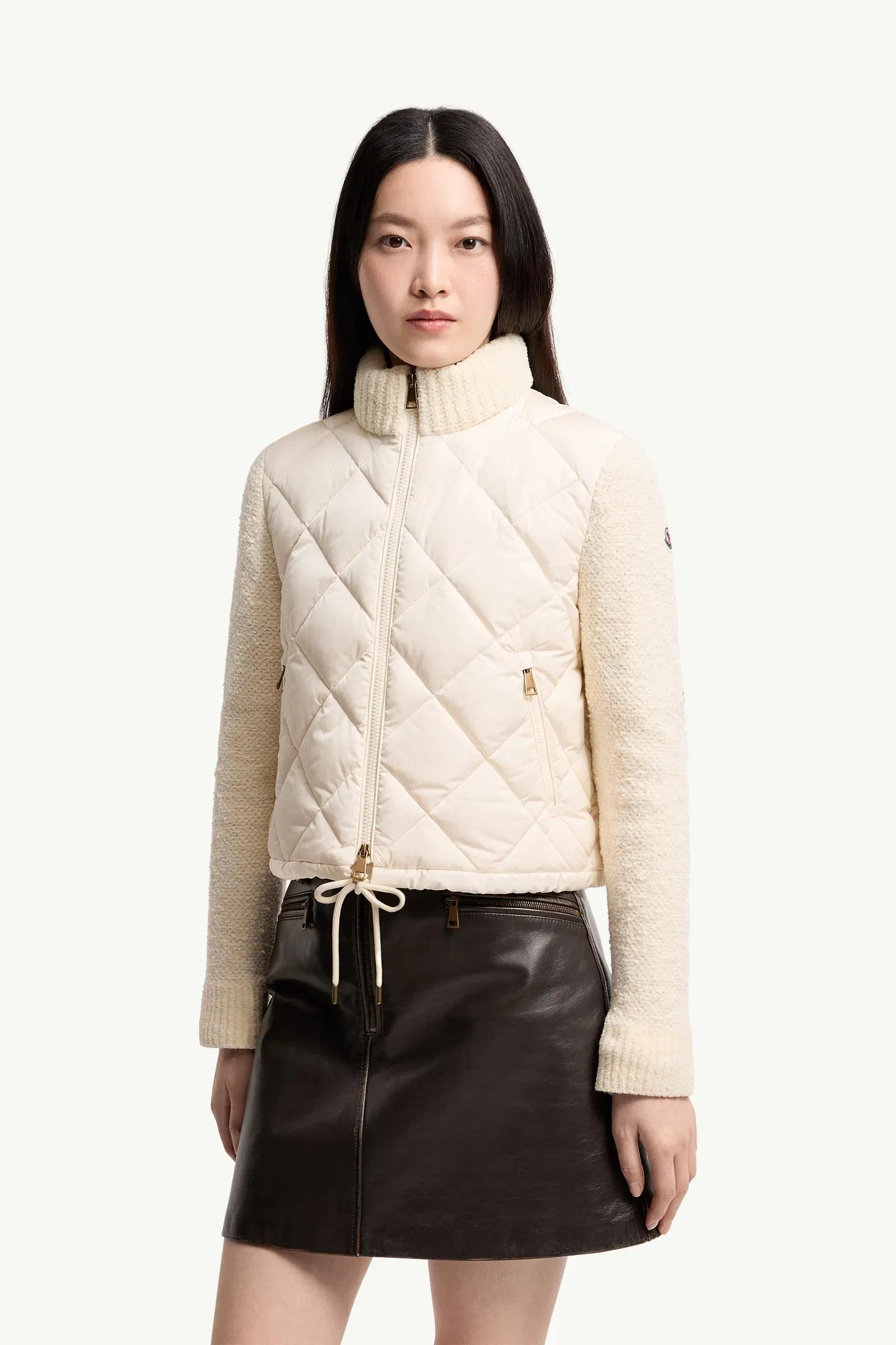 Moncler Cotton Blend Padded Zip-Up Cardigan White White
