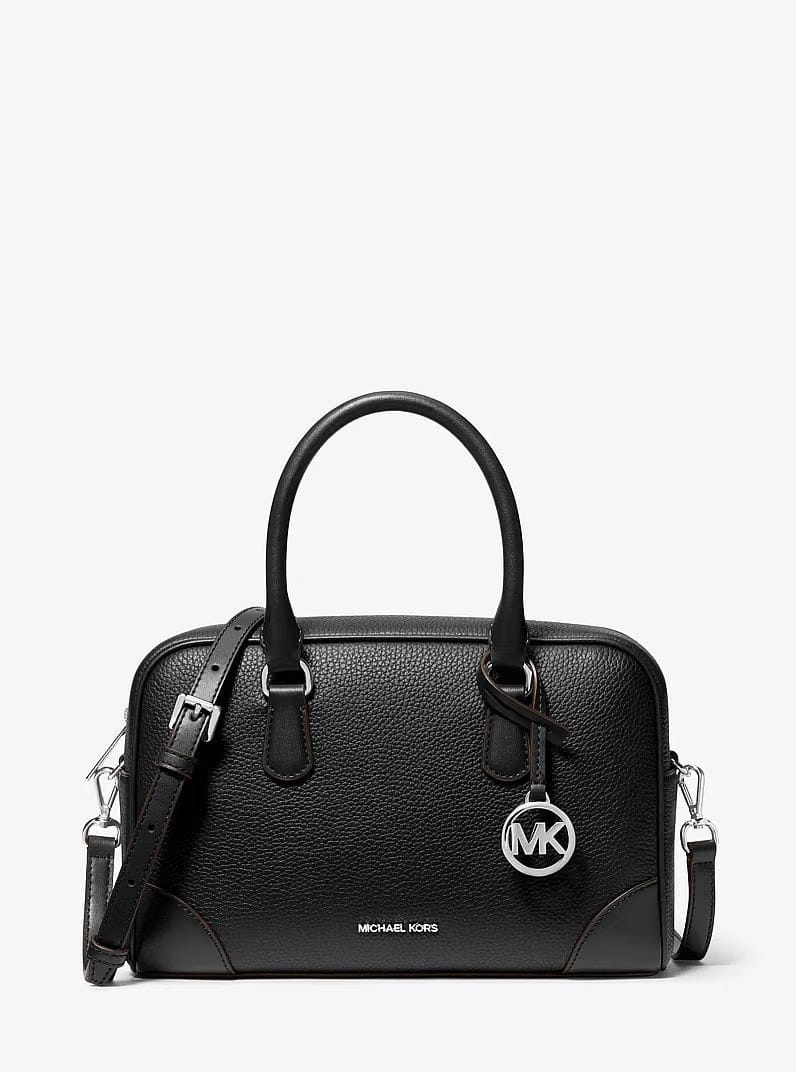 Michael Kors Thompson Medium Pebbled Leather Satchel Black