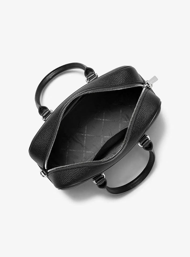 Michael Kors Thompson Medium Pebbled Leather Satchel Black