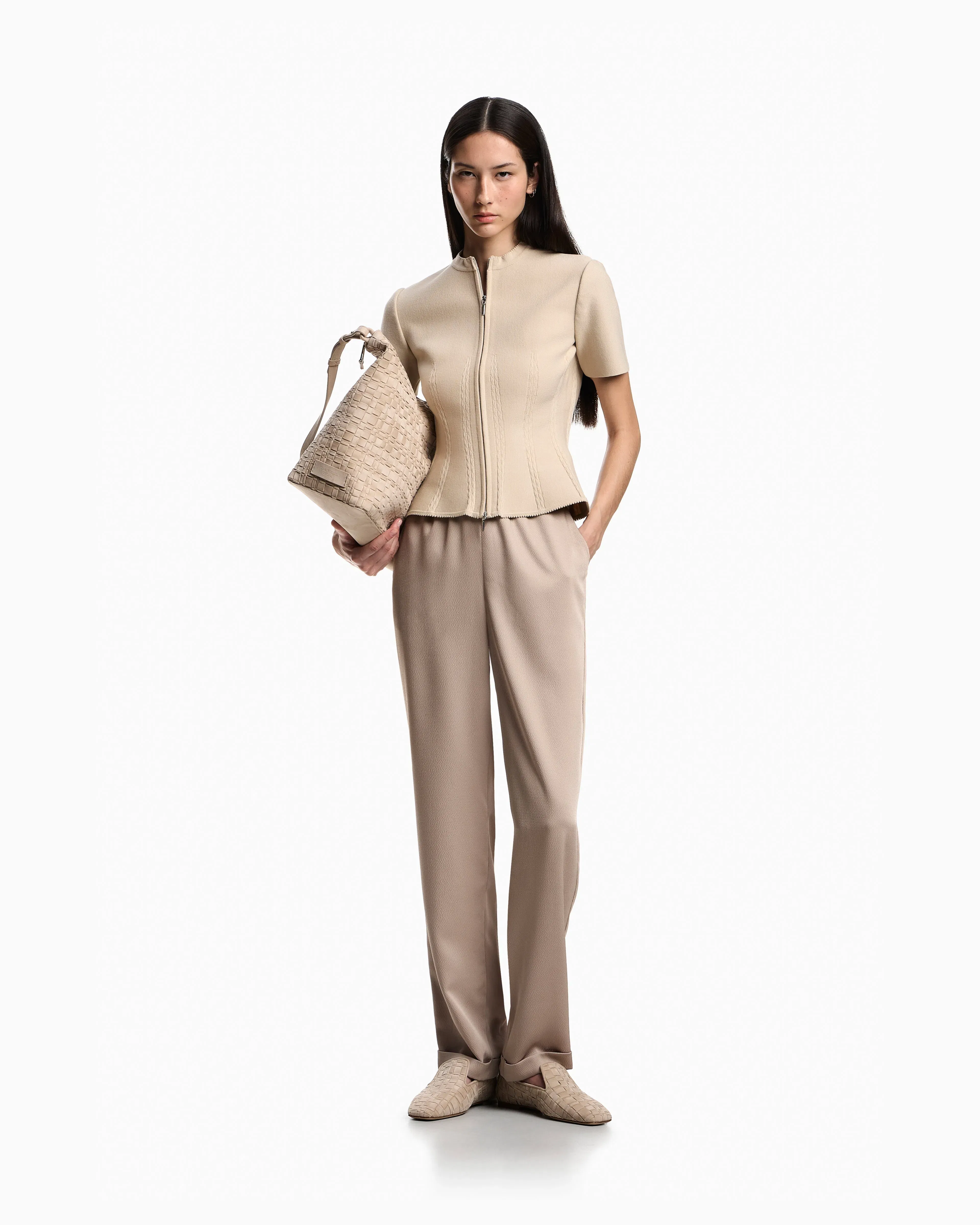 Emporio Armani Twill crêpe trousers with elasticated waist