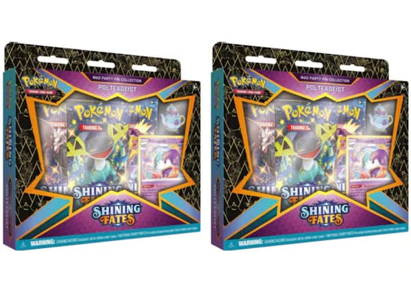 Pokemon Tcg Sword & Shield Shining Fates Mad Party Pin Collection Polteageist 2X Lot