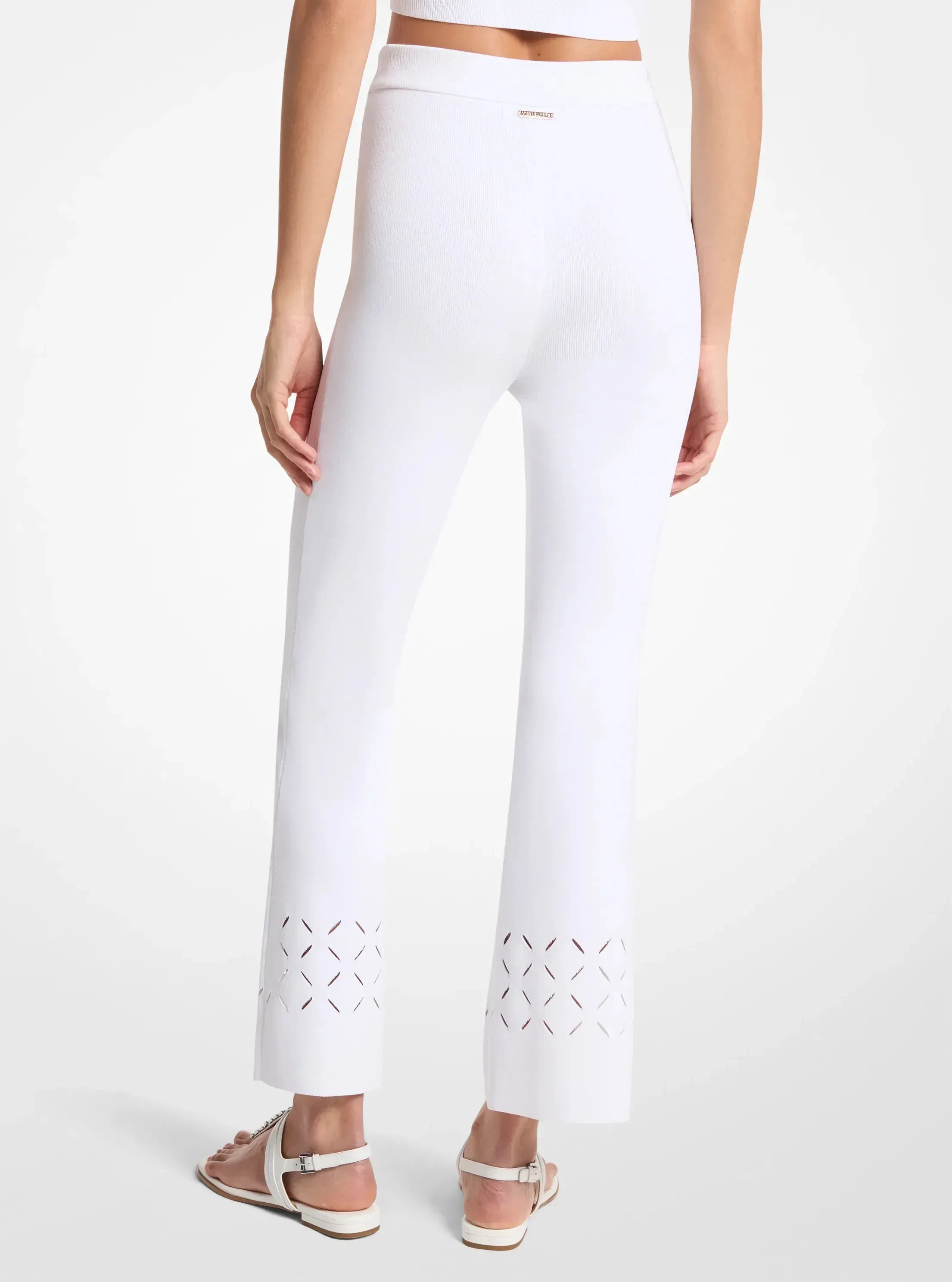 Michael Kors Laser Cut Stretch Knit Pants WHITE