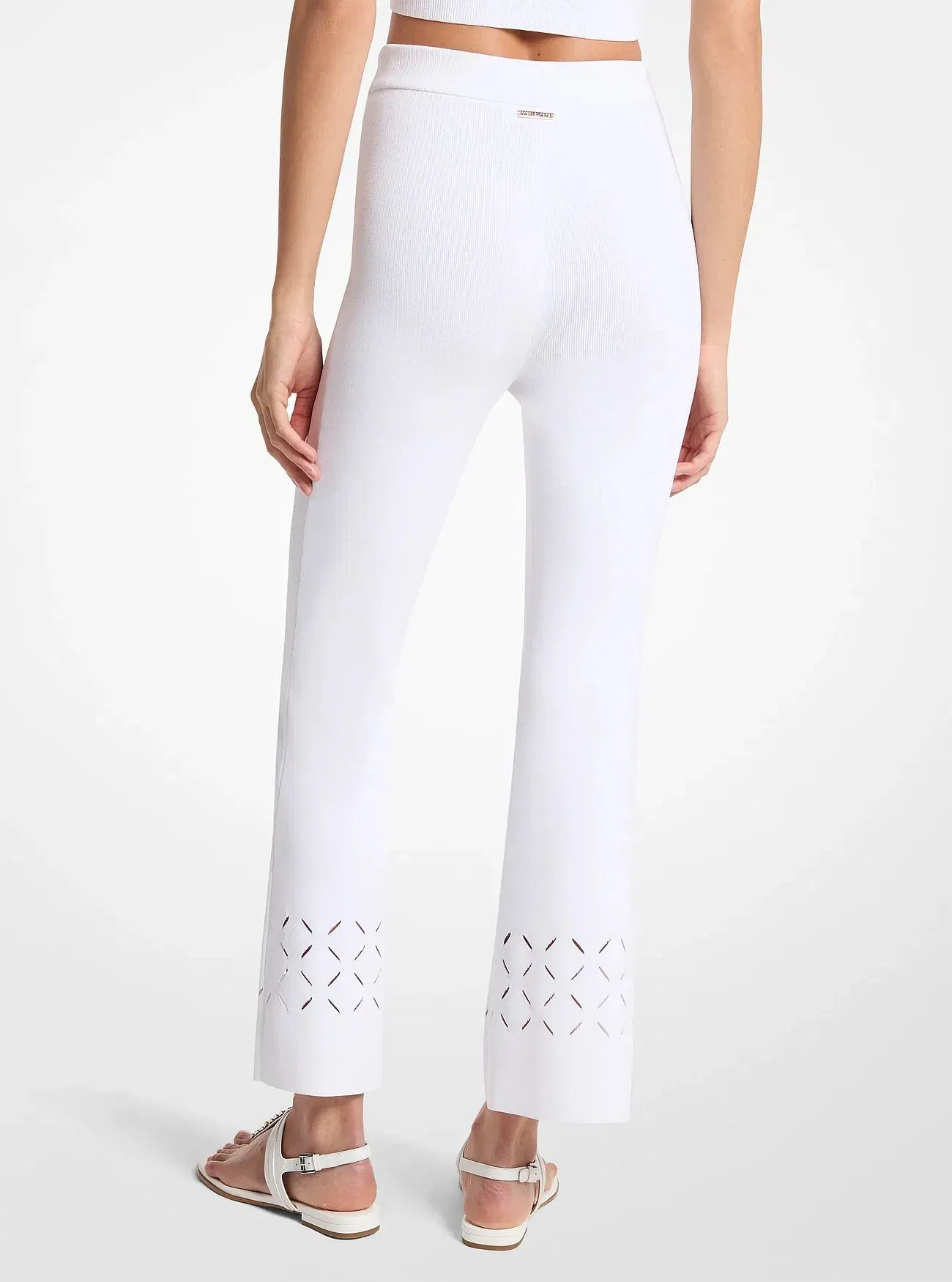 Michael Kors Laser Cut Stretch Knit Pants WHITE