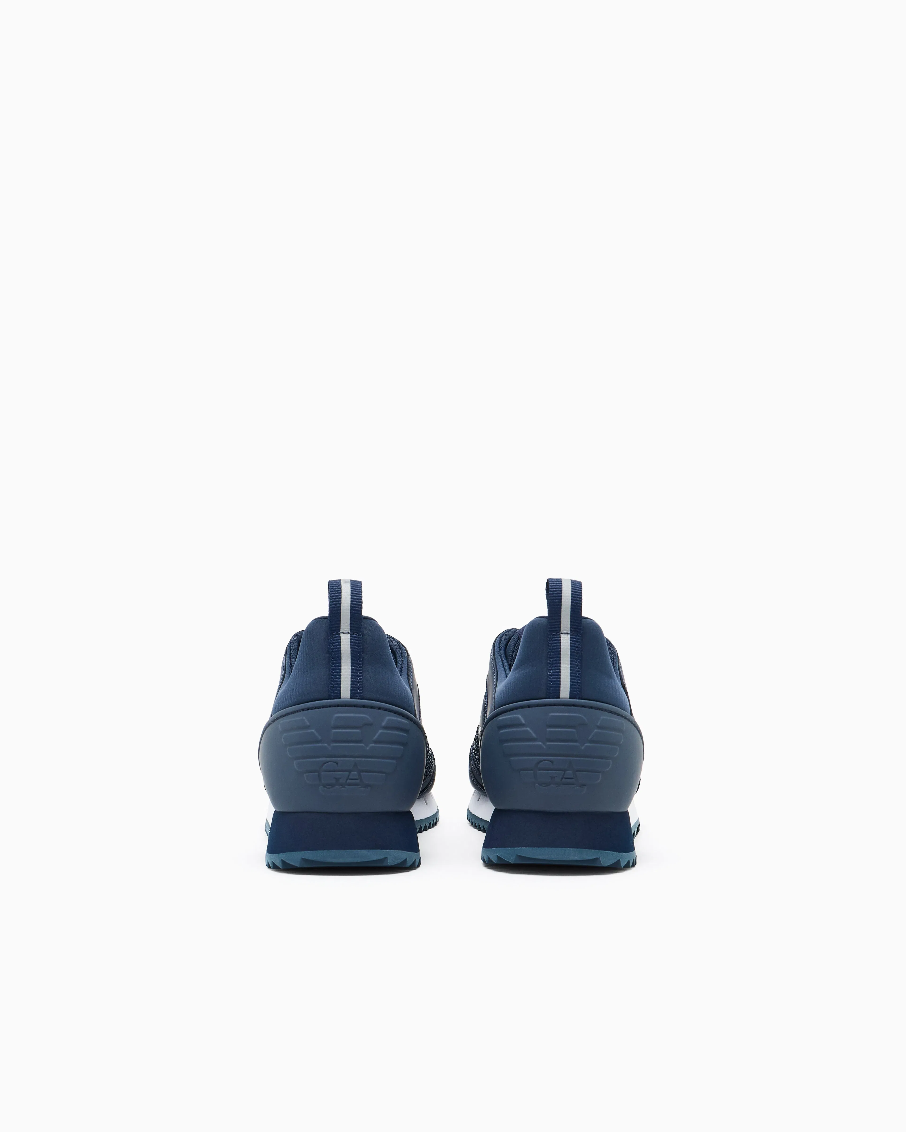 Ea7 Sneaker Black And White In Mesh With Rubber Sole Blue