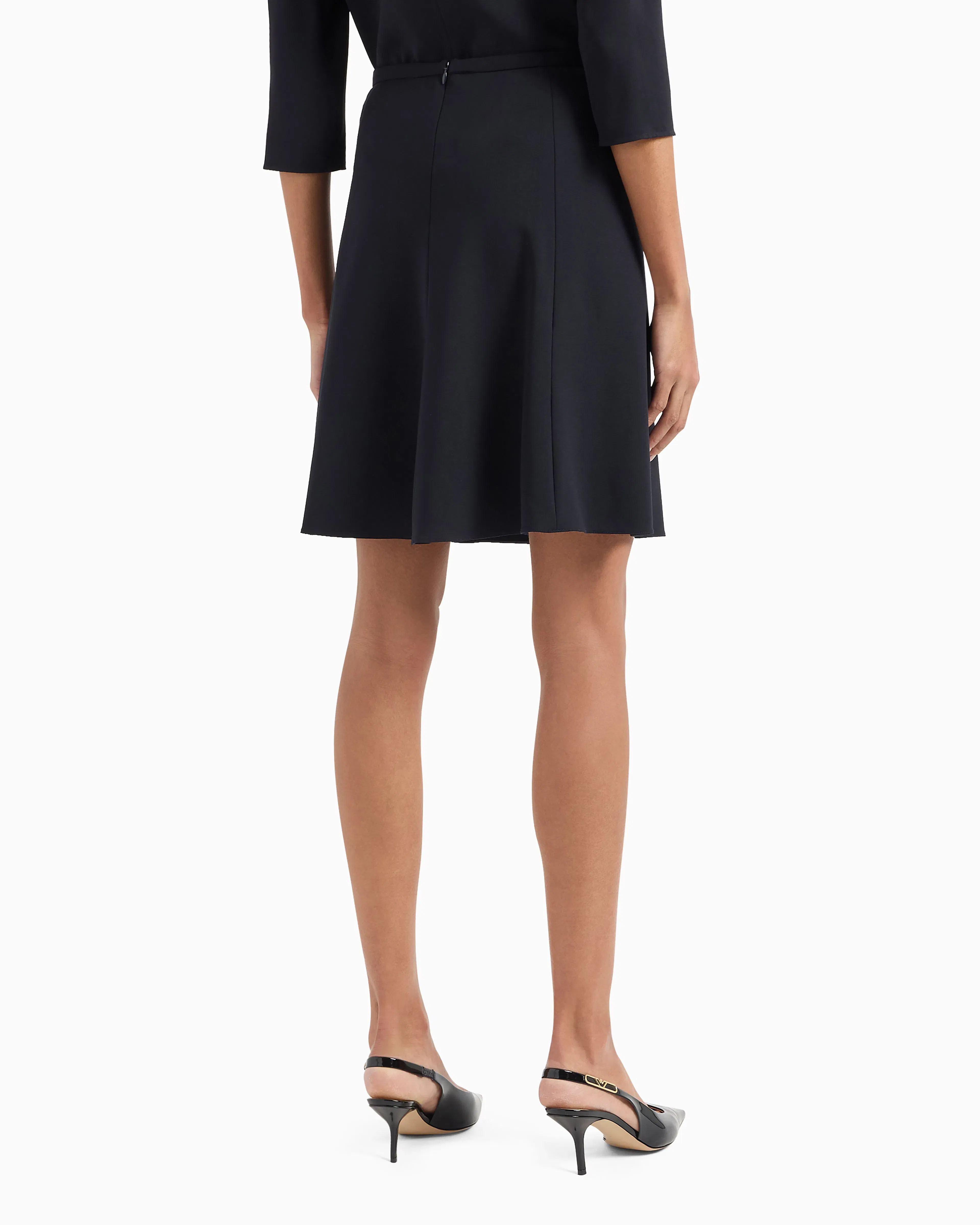 Emporio Armani Wool pleated skirt in stretch grain de poudre Essential