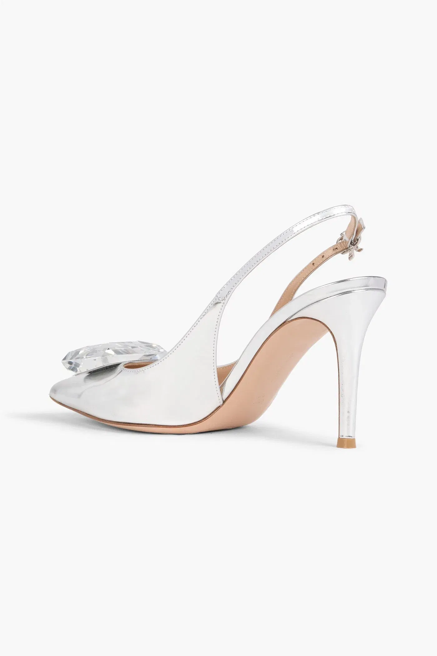 Gianvito Rossi Jaipur Embellished Mirrored-Leather Slingback Pumps Silver Women's
