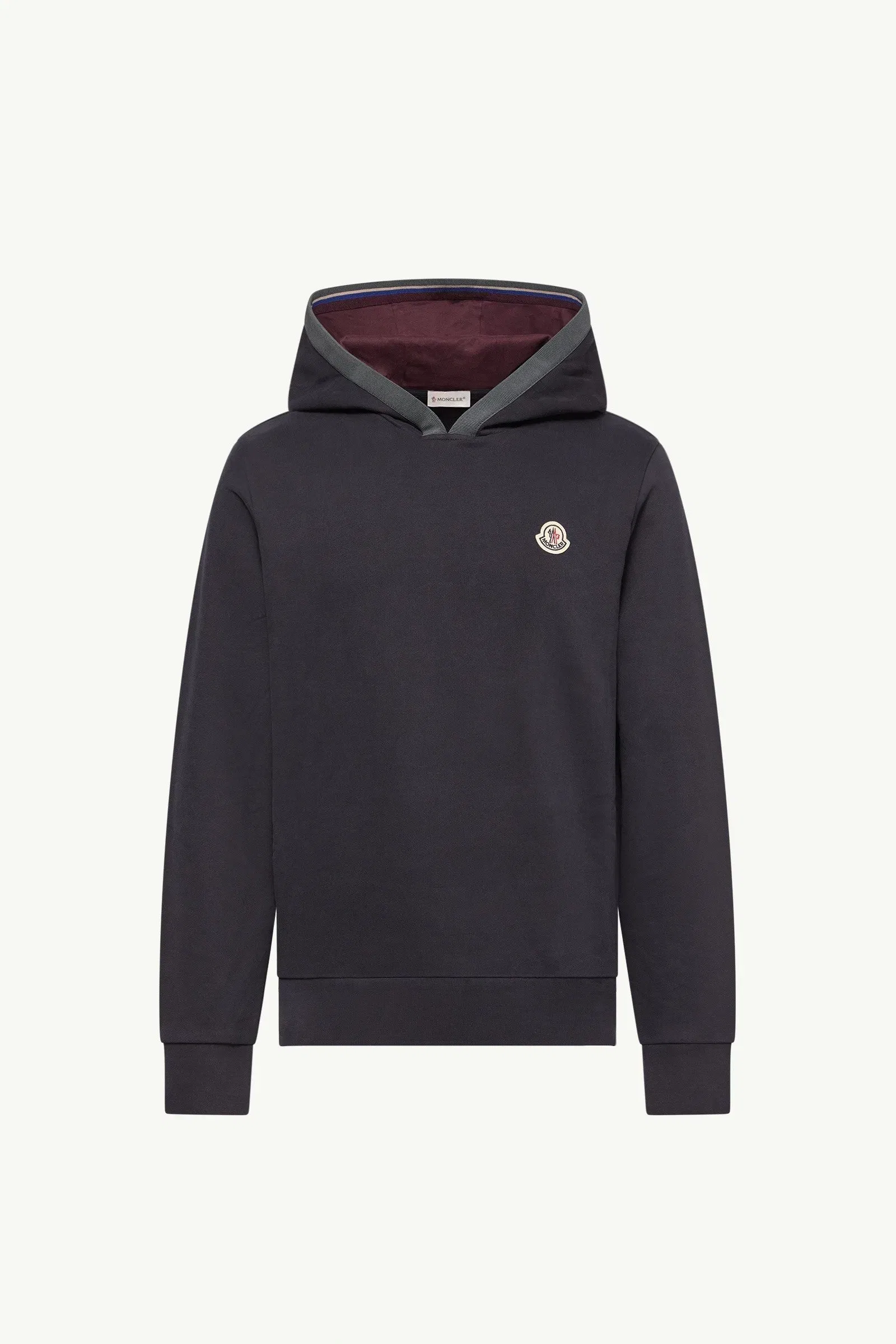 Moncler Brushed Cotton Logo Hoodie Navy Blue Navy Blue