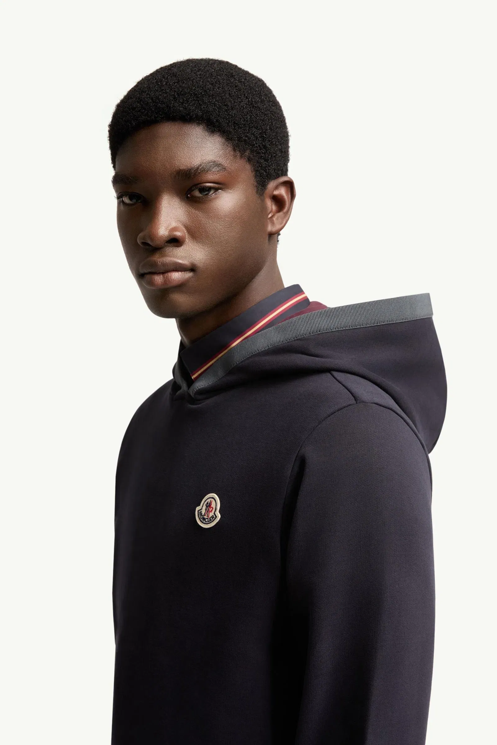 Moncler Brushed Cotton Logo Hoodie Navy Blue Navy Blue