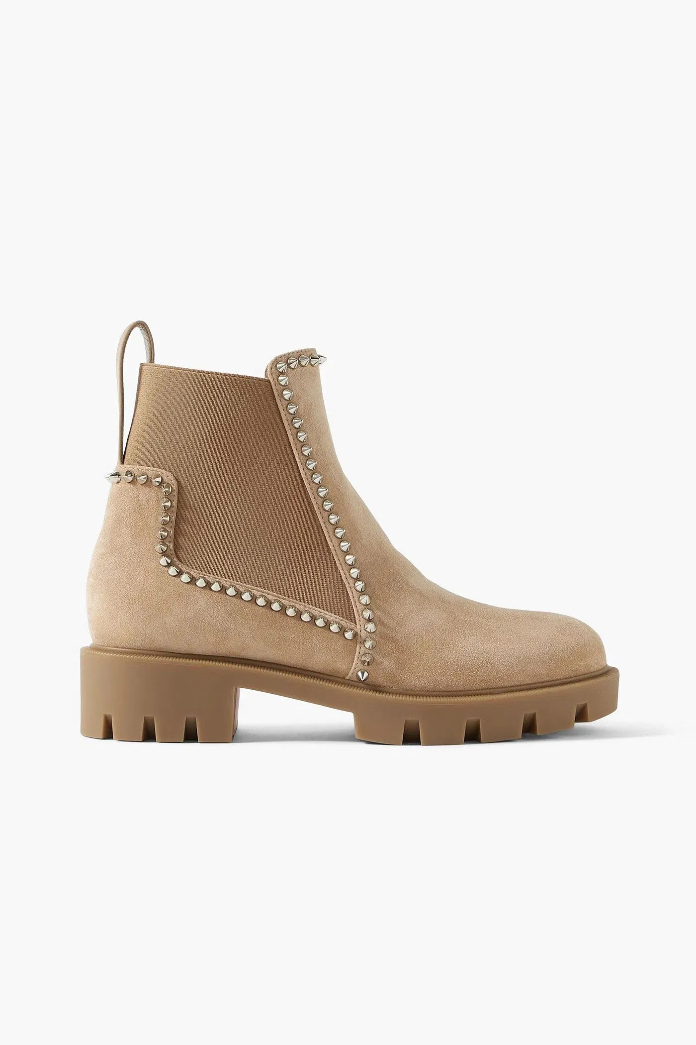 Christian Louboutin Out Lina 40 Spiked Suede Chelsea Boots Sand Women's
