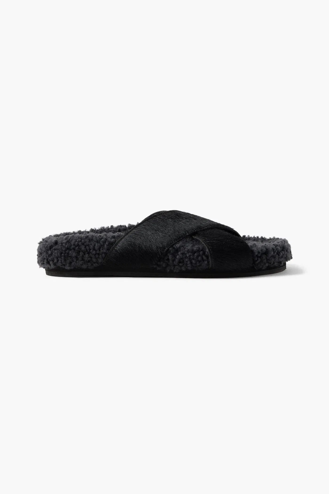 Ancient Greek Sandals Anilio Calf Hair And Shearling Slides Black Women's