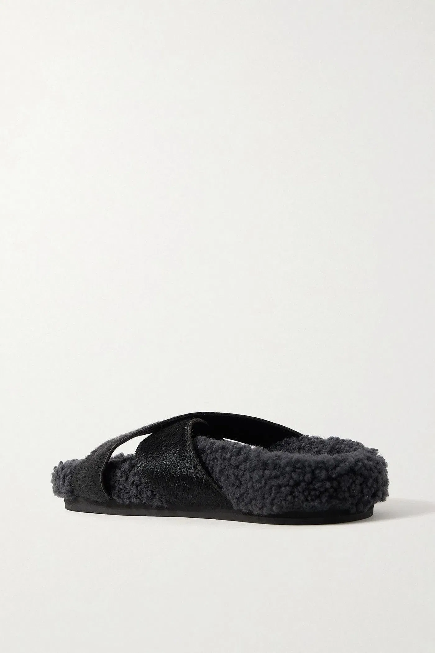 Ancient Greek Sandals Anilio Calf Hair And Shearling Slides Black Women's