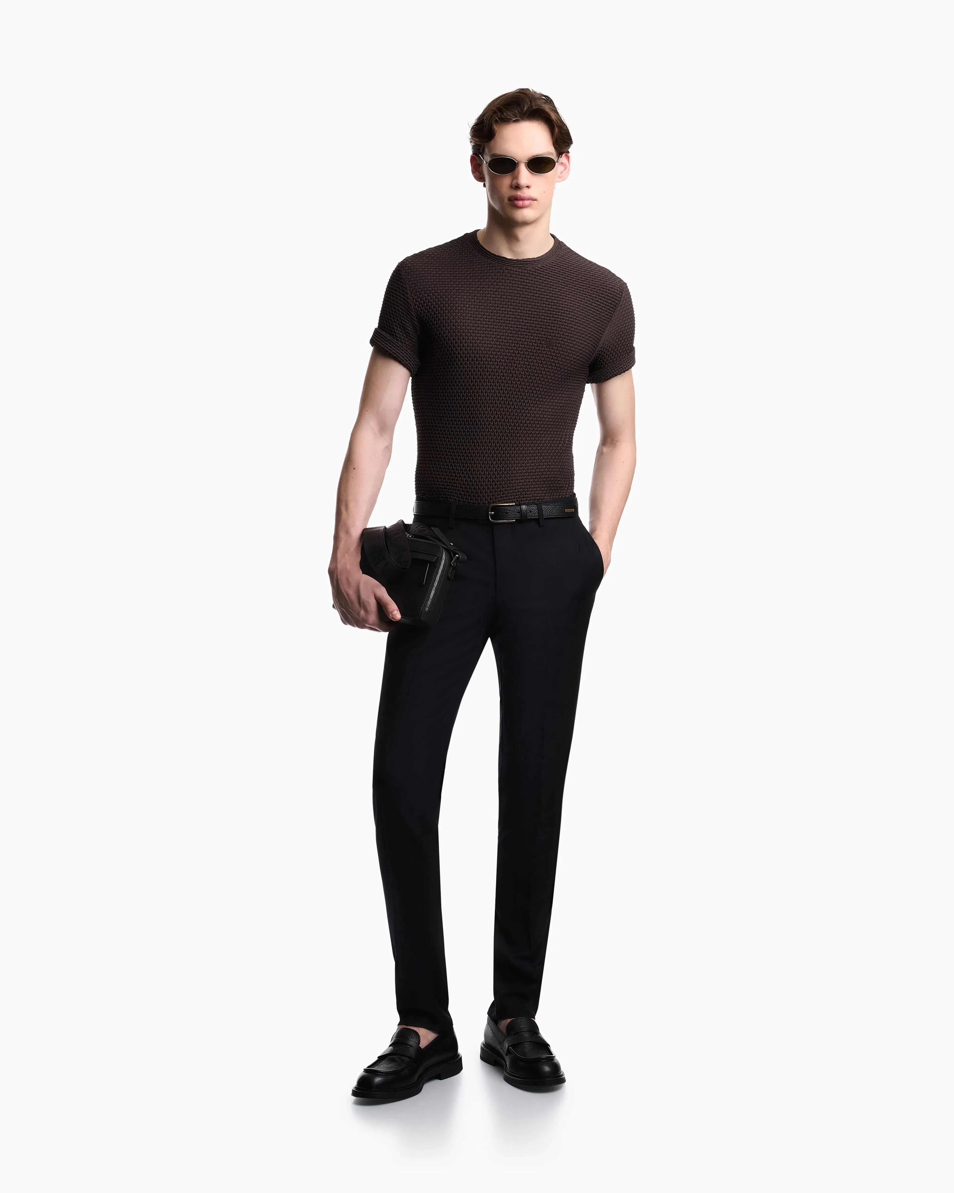Emporio Armani T-shirt in embossed two-way stretch jersey