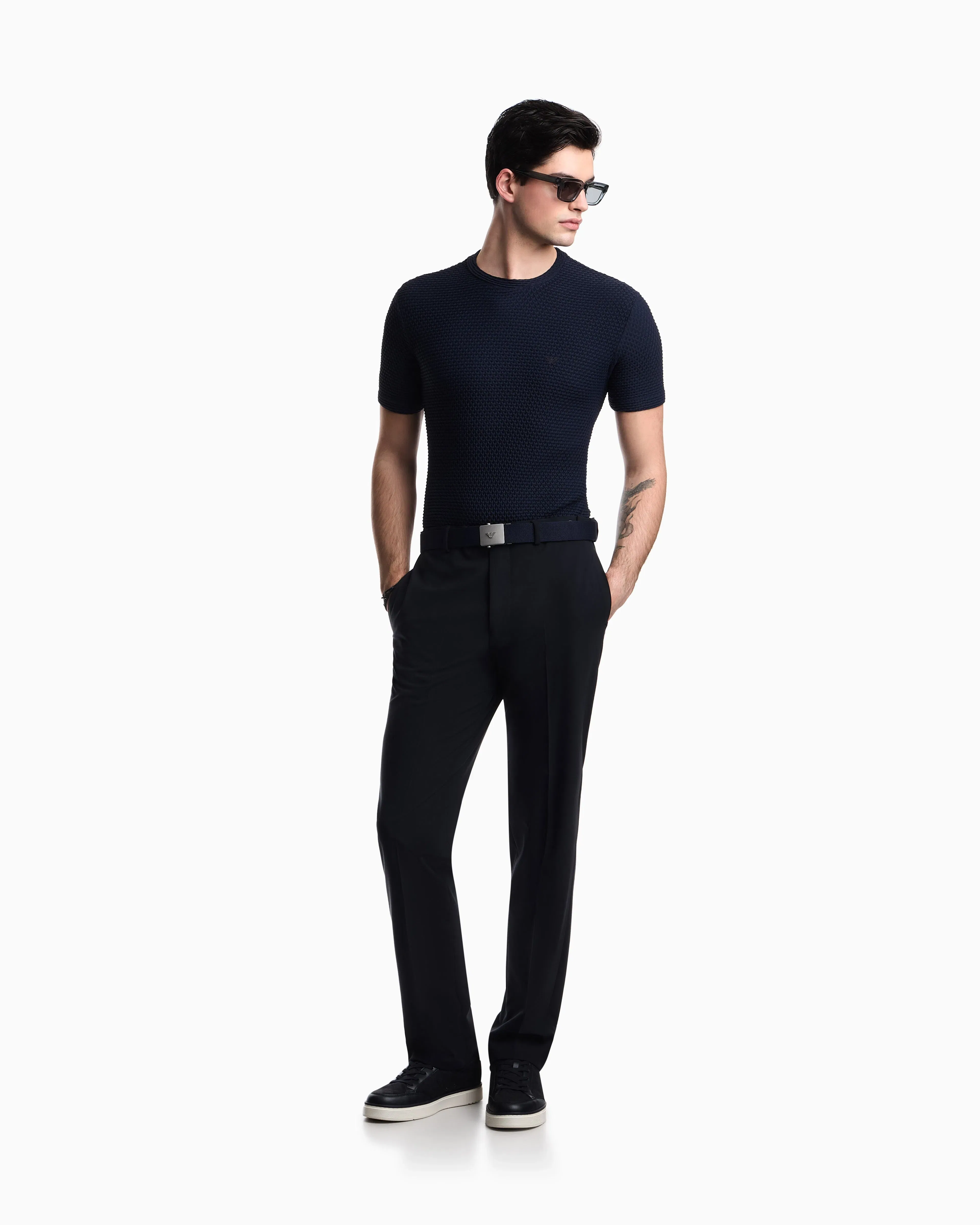 Emporio Armani T-shirt in embossed two-way stretch jersey