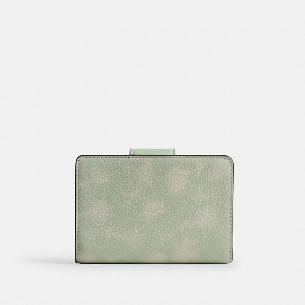 Coach Medium Corner Zip Wallet With Floral Print Gold Pale Green